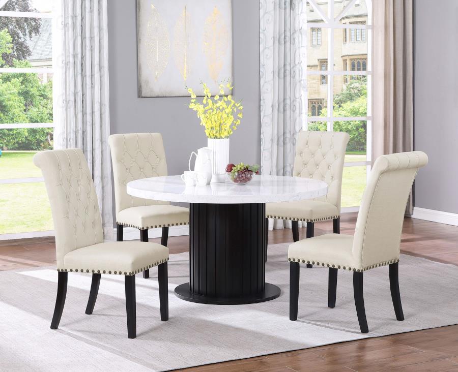 Coaster Fine Furniture Sherry - Round Marble Top Dining Table Set | Meri Furniture