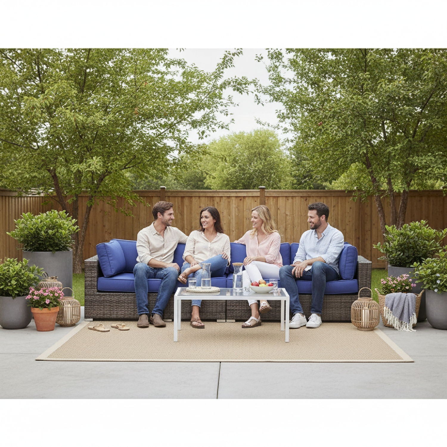 Luxurious Wicker Patio Sectional With Weather Resistant Sunbrella Cushions