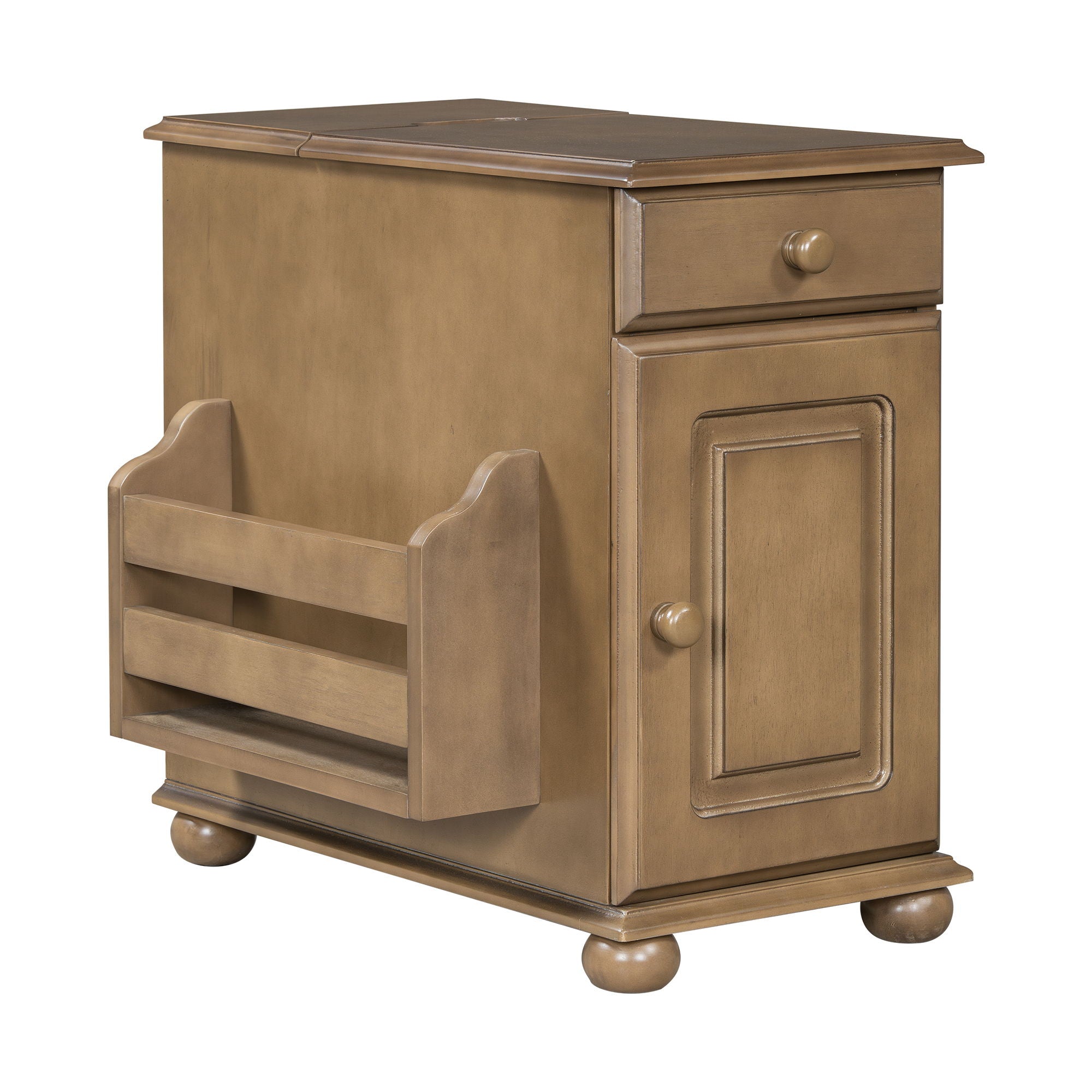 Vintage Flip Top Side Table With USB Ports