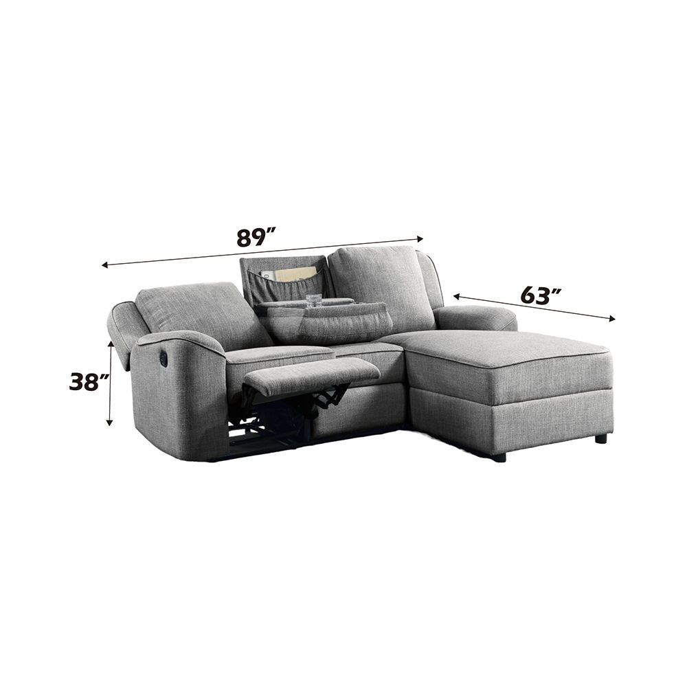 ACME Destiny - Motion Sectional Sofa - Gray Linen | Meri Furniture