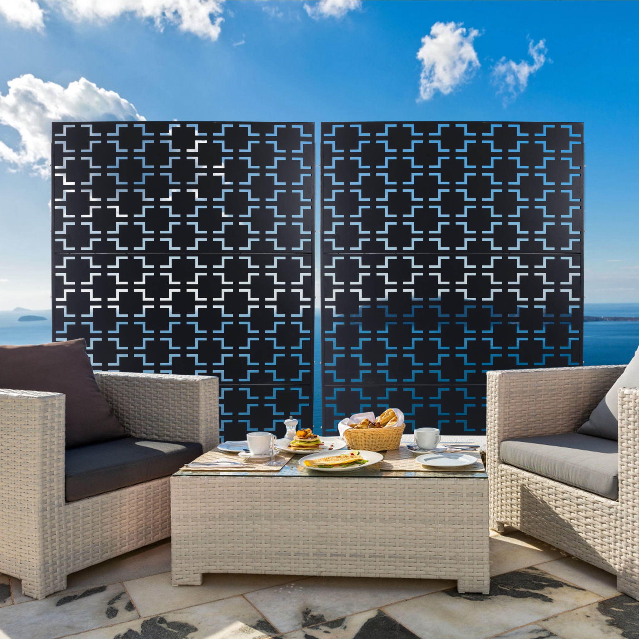 Outdoor & Indoor Metal Privacy Freestanding Decorative Screen