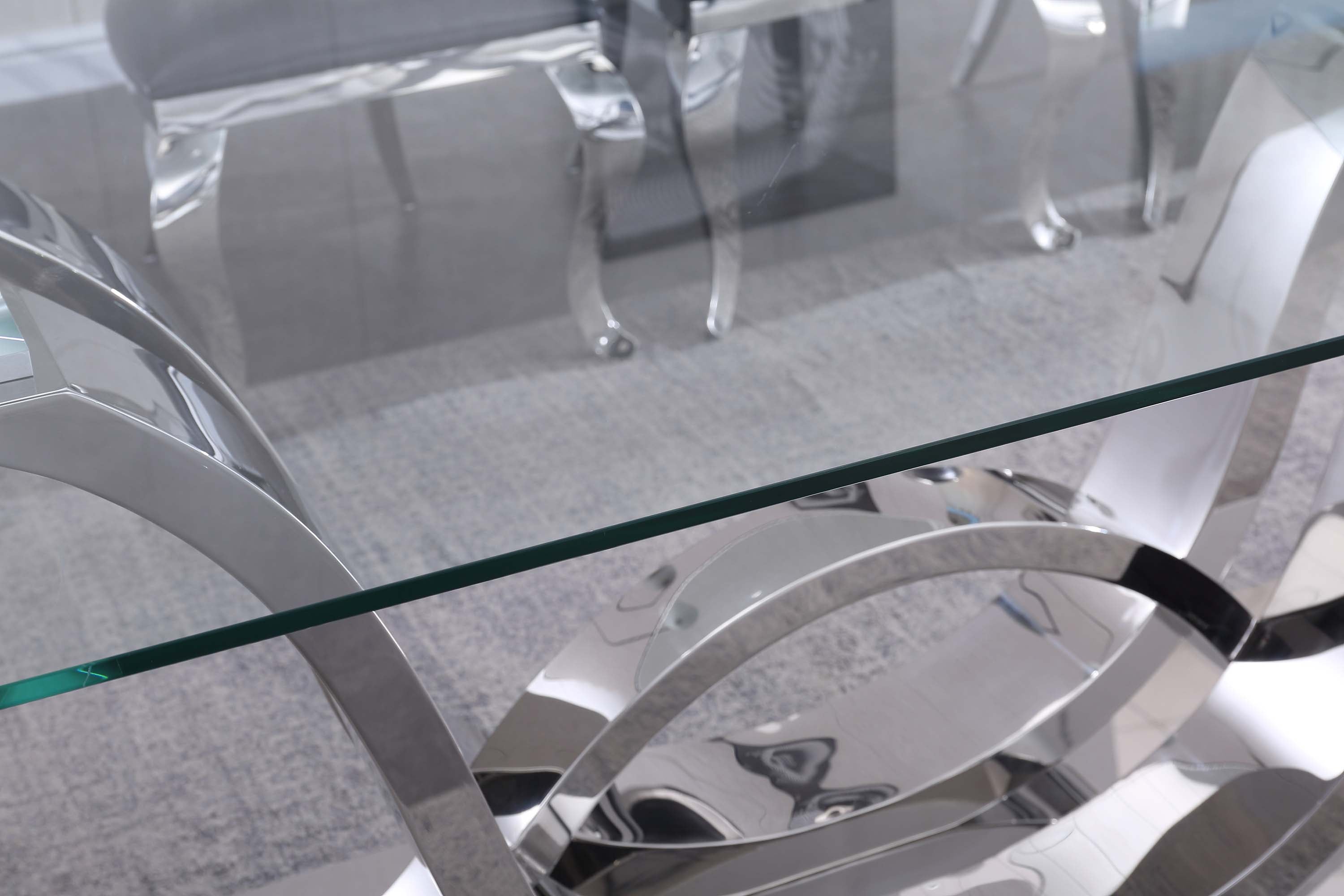 Solid Marble/ Tempered Glass Top Rectangular Dining Table