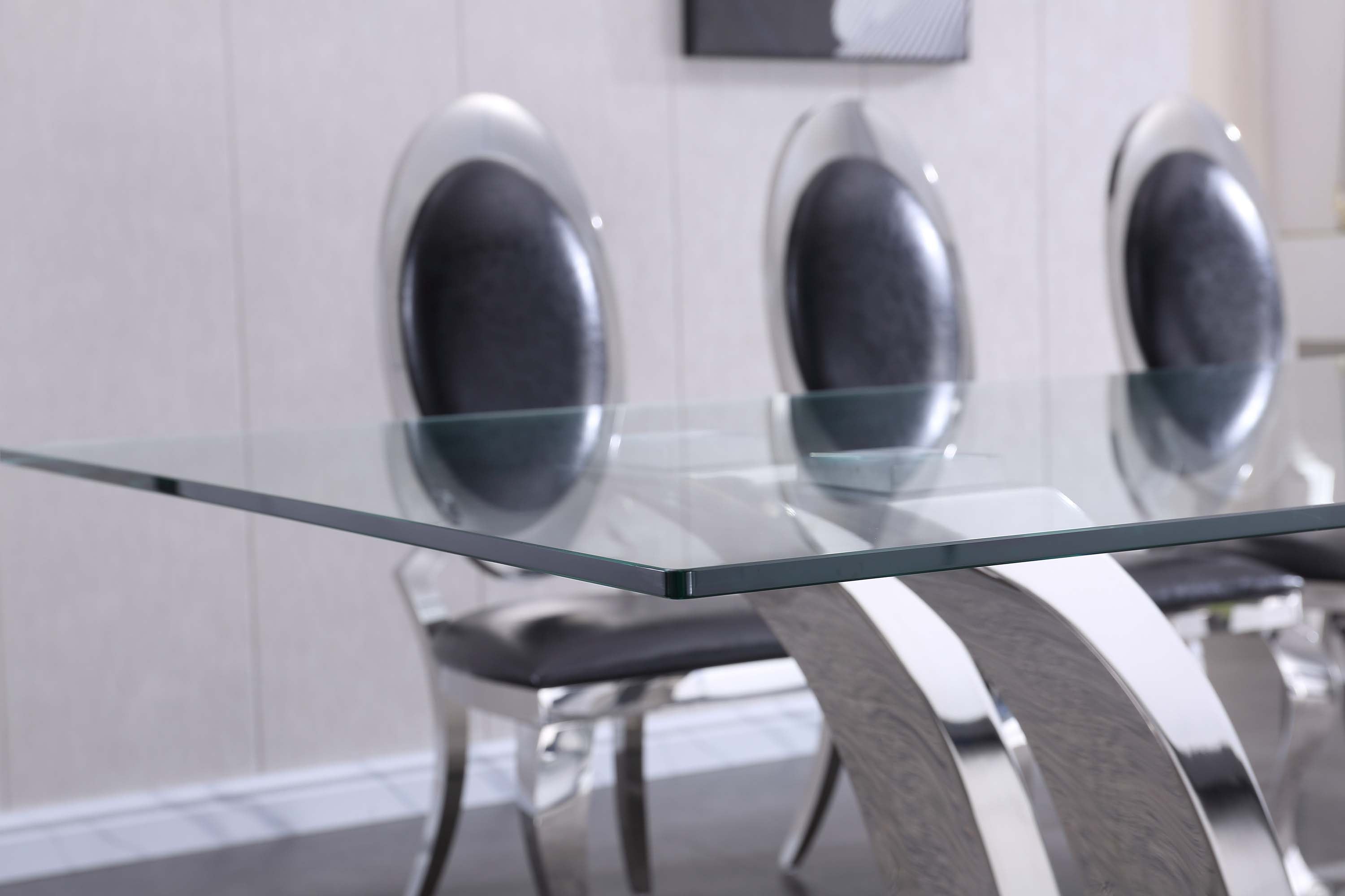 Solid Marble/ Tempered Glass Top Rectangular Dining Table