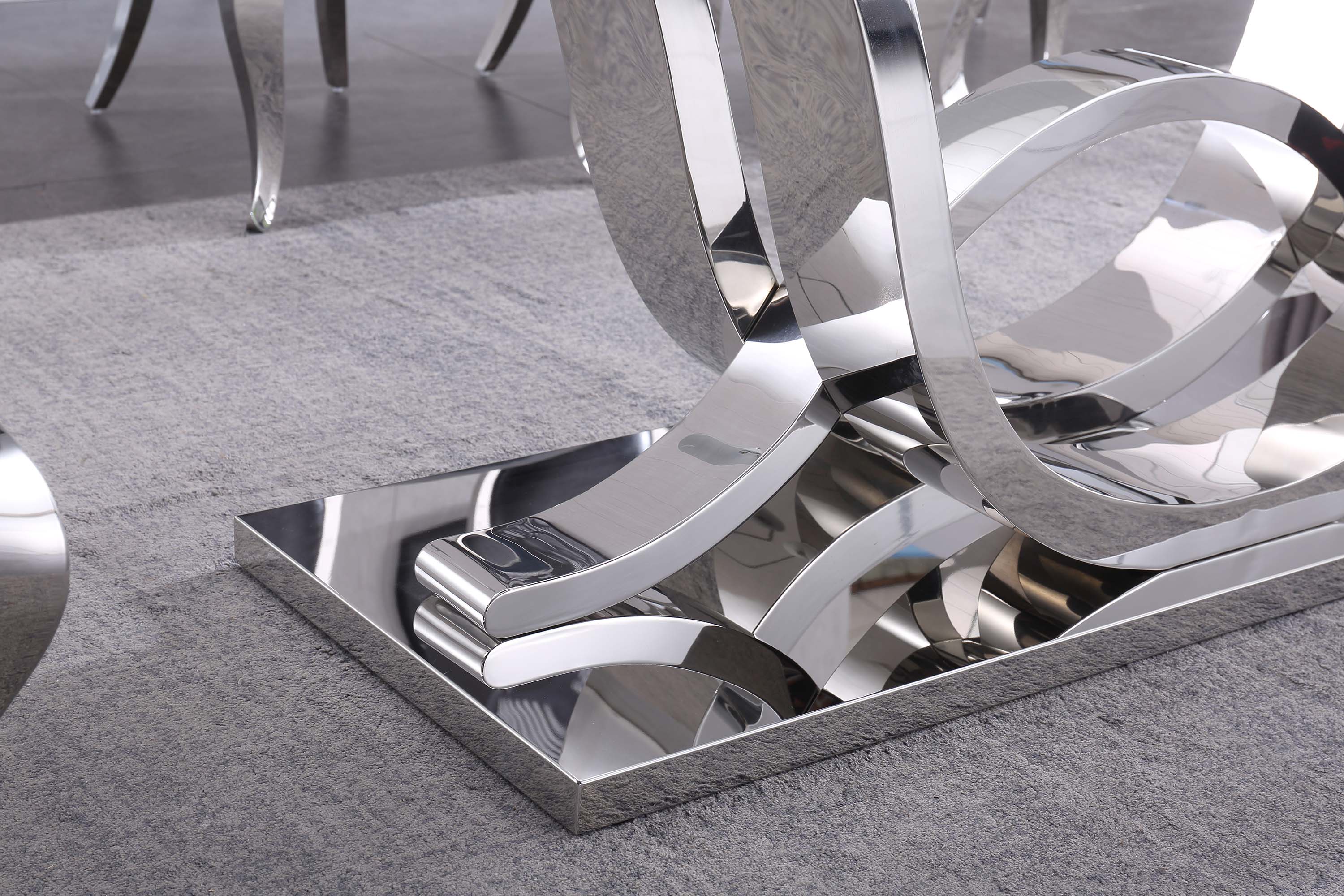 Solid Marble/ Tempered Glass Top Rectangular Dining Table