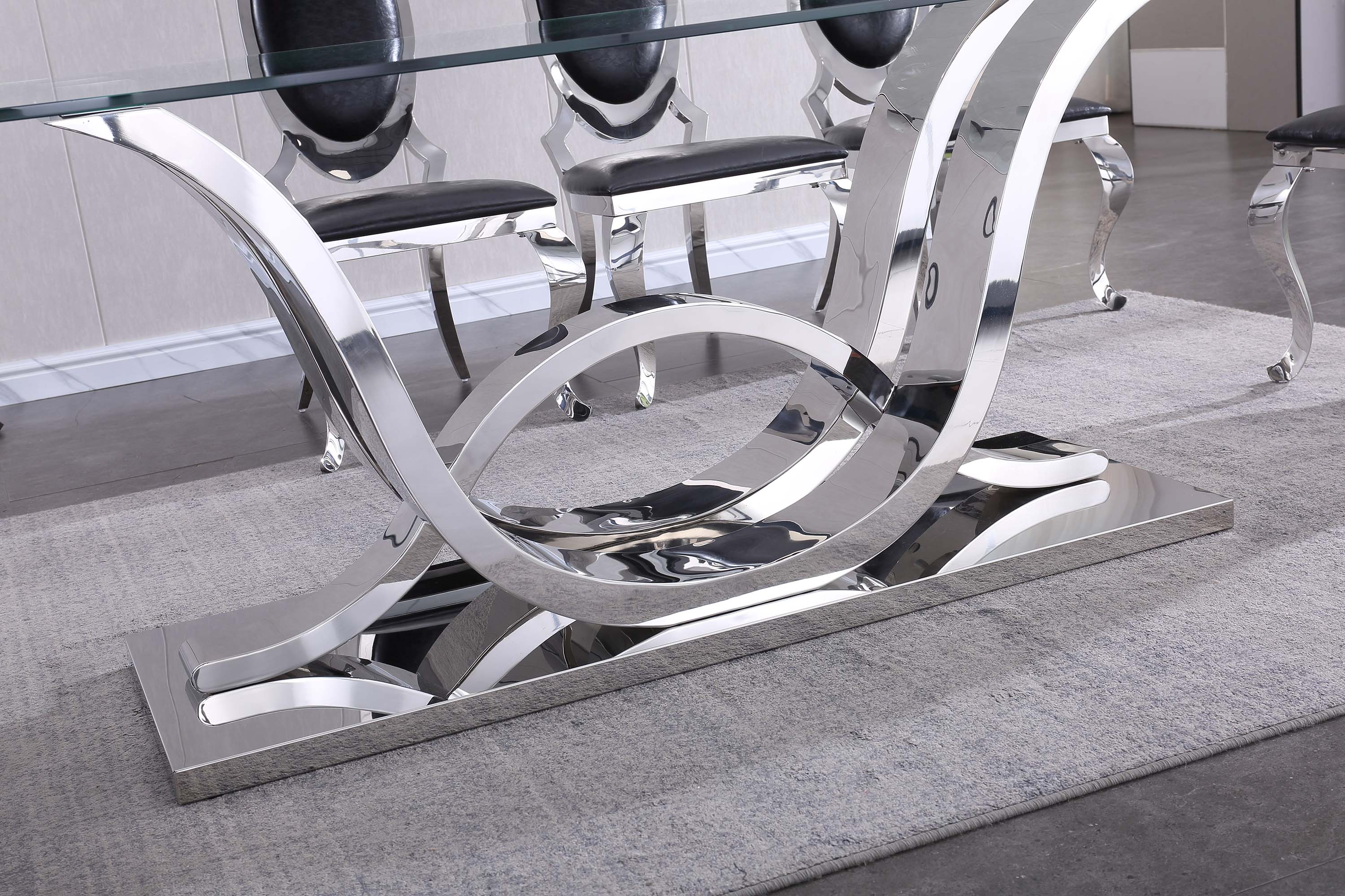 Solid Marble/ Tempered Glass Top Rectangular Dining Table