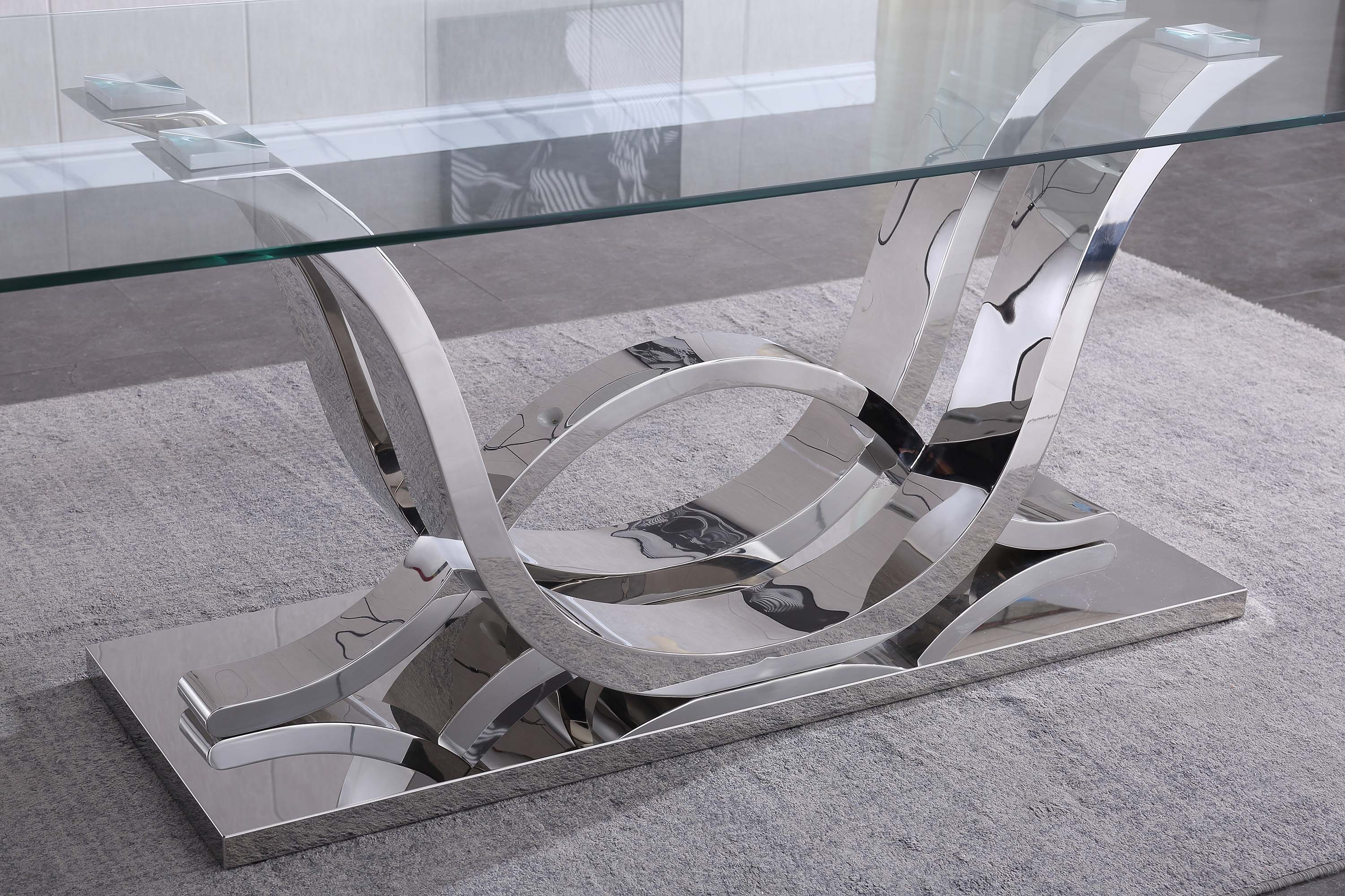 Solid Marble/ Tempered Glass Top Rectangular Dining Table