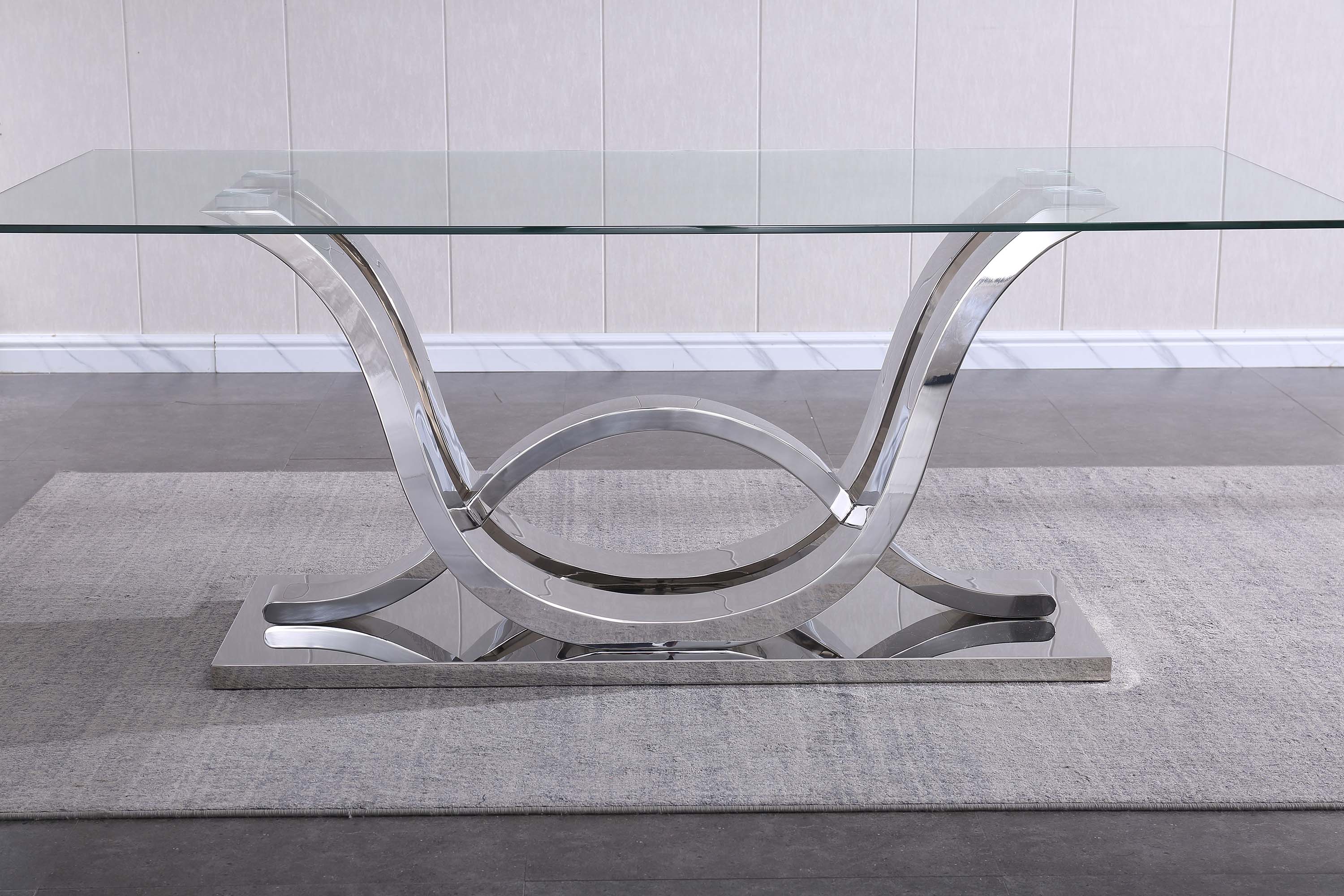 Solid Marble/ Tempered Glass Top Rectangular Dining Table