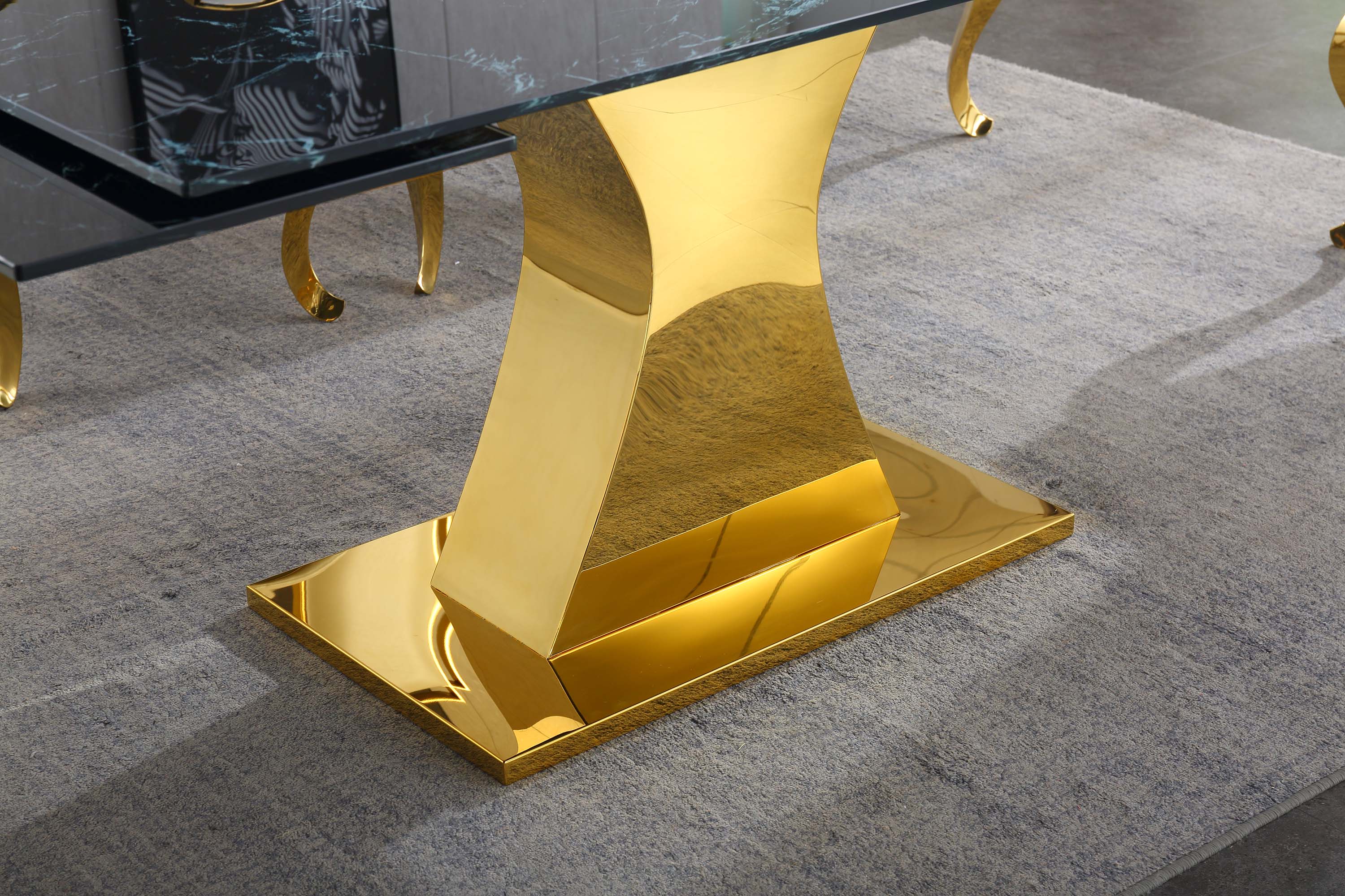 Extendable Dining Table with 12mm Tempered Glass Top, Stainless Steel Base