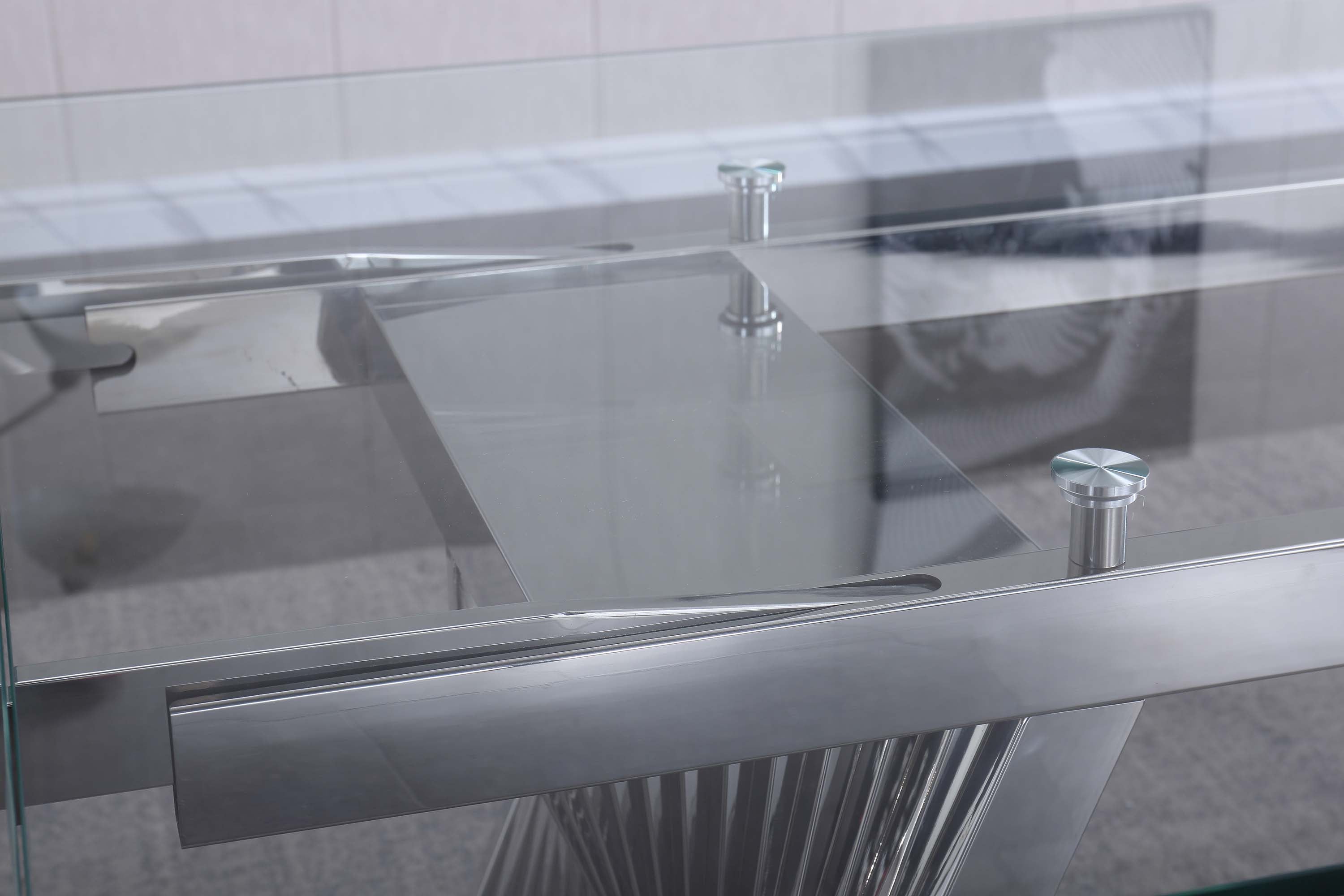 Extendable Dining Table with Marble Tempered Glass Top