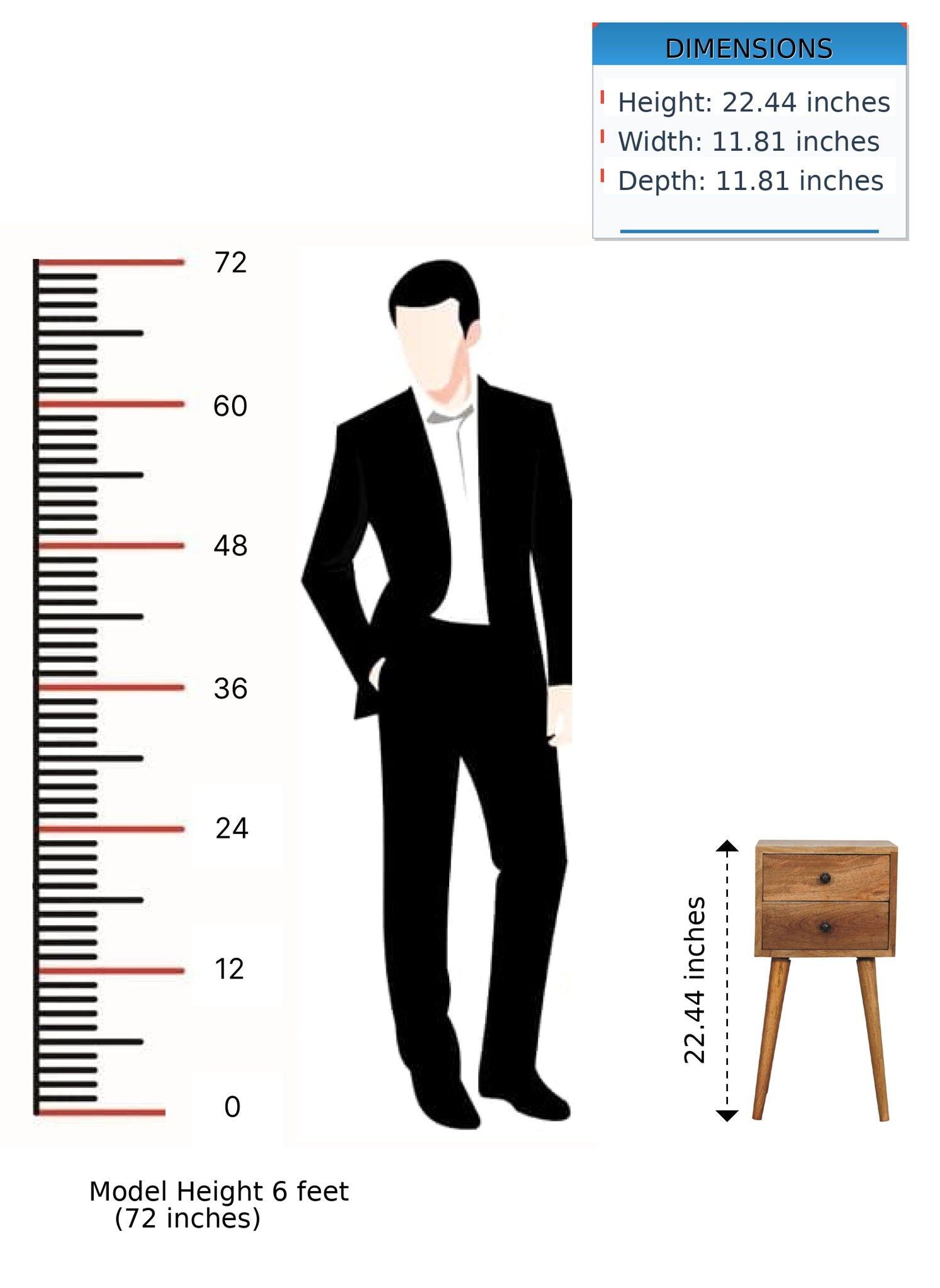Mini 2 Drawer Nightstand