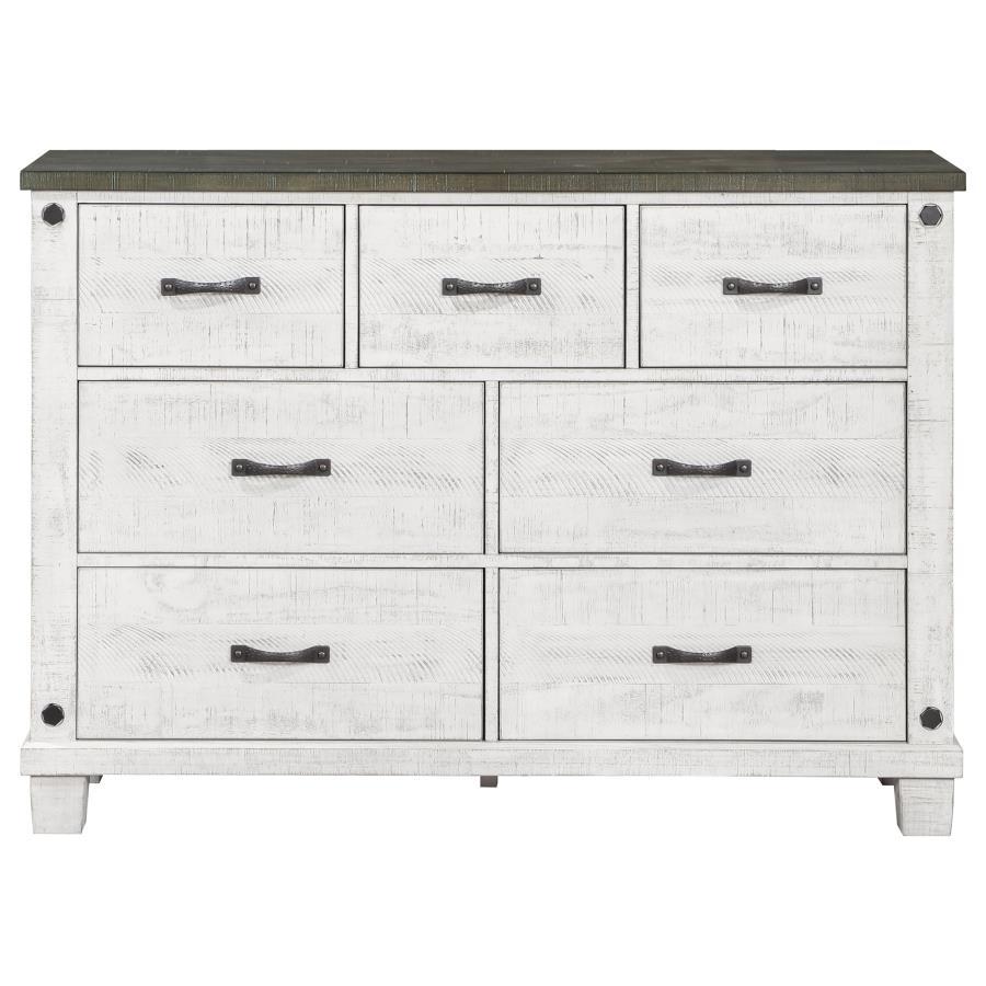 Coaster Fine Furniture Lilith - 7-Drawer Dresser - Distressed White | Meri Furniture