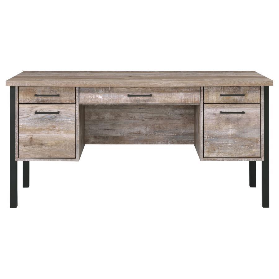 Coaster Fine Furniture Samson - 4-Drawer Office Computer Desk - Weathered Oak | Meri Furniture