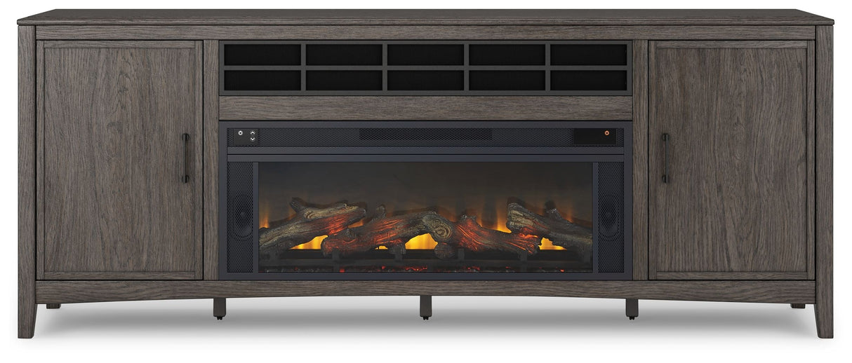 Montillan - Grayish Brown - 84" TV Stand With Electric Fireplace