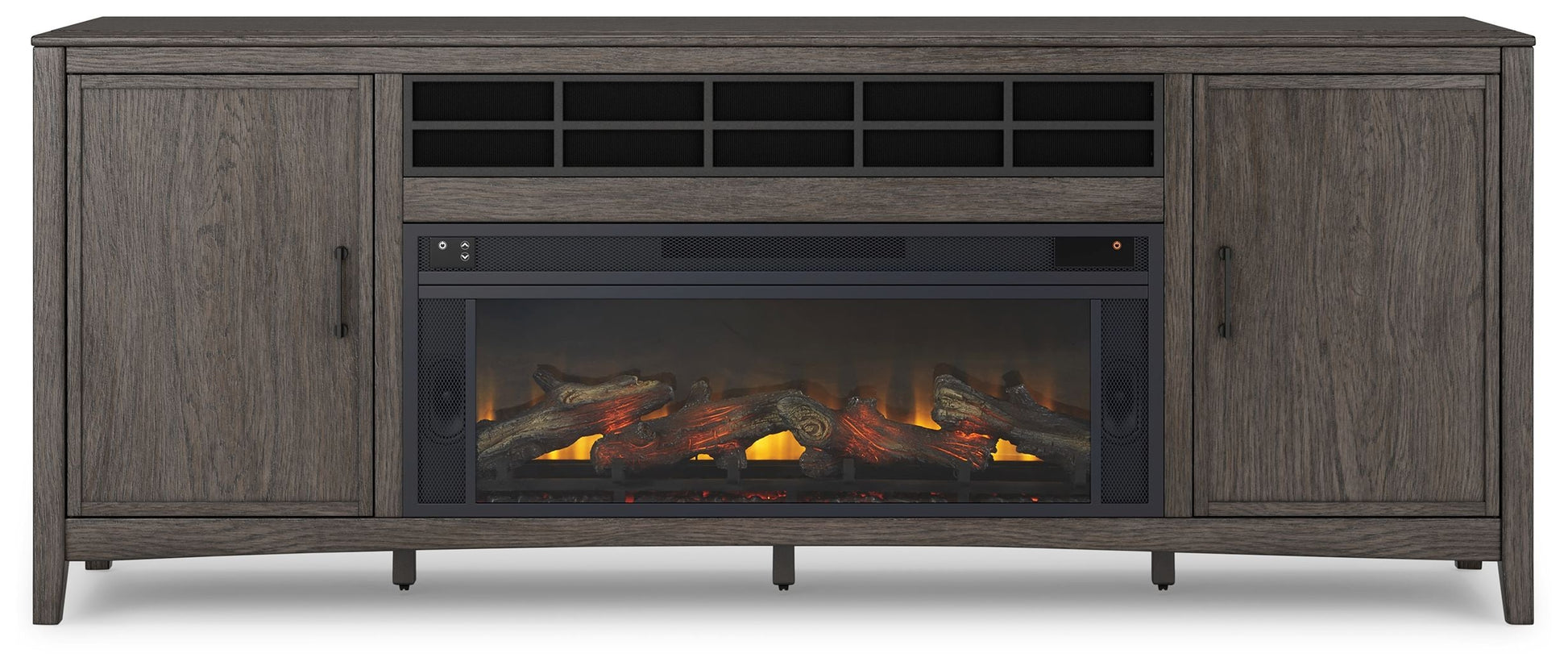 Signature Design by Ashley® Montillan - Grayish Brown - 84" TV Stand With Electric Fireplace | Meri Furniture