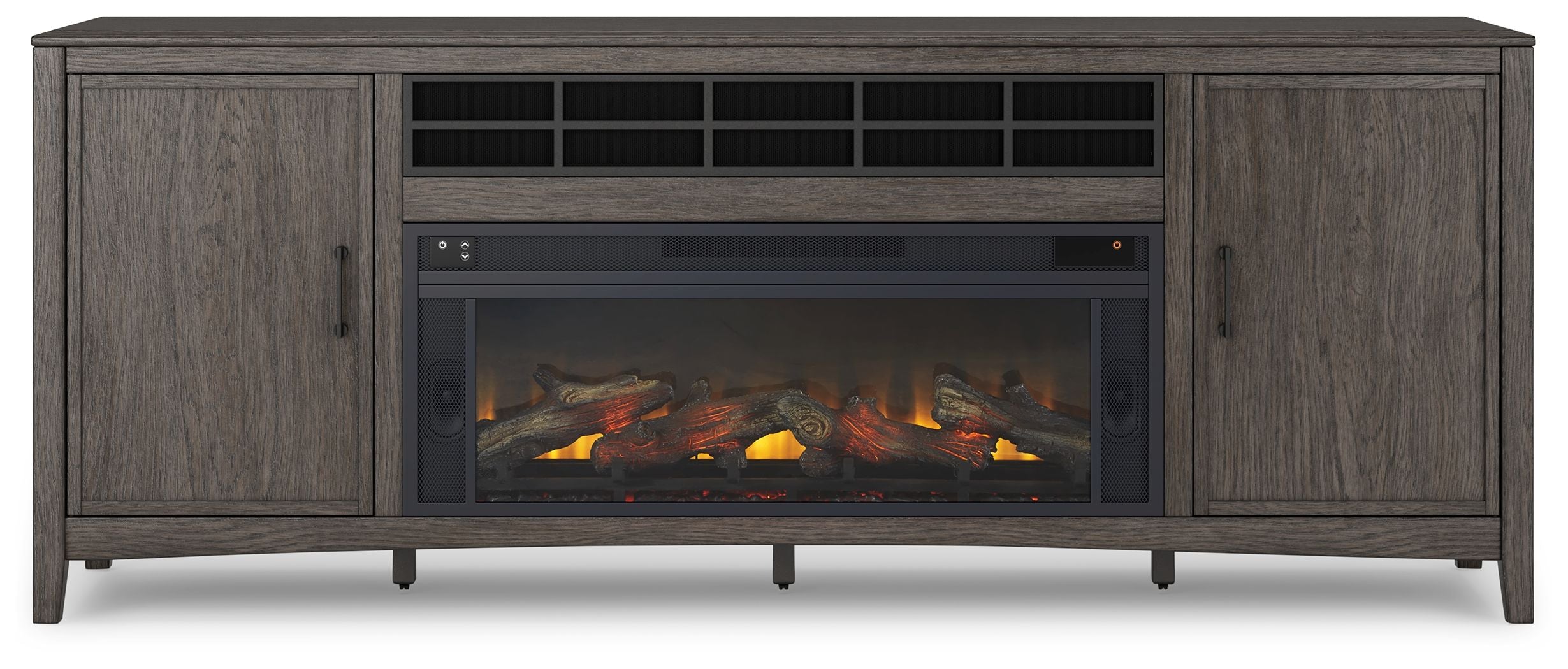 Signature Design by Ashley® Montillan - Grayish Brown - 84" TV Stand With Electric Fireplace | Meri Furniture