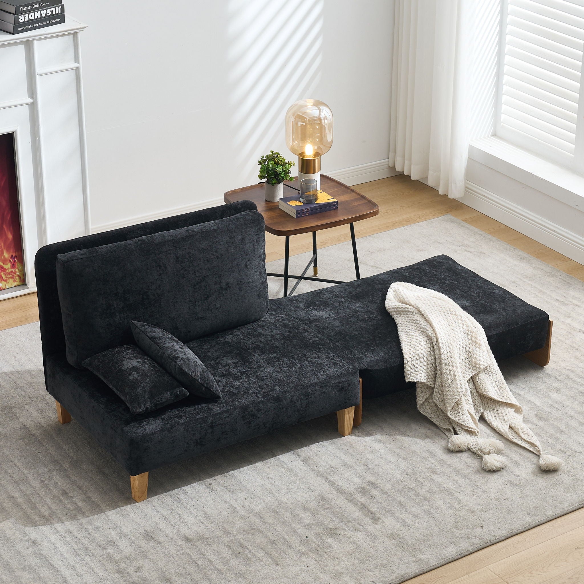 Mid Century Modern Foldable Sofa Bed, 3 In 1 Convertible Sleeper With 3 Pillows