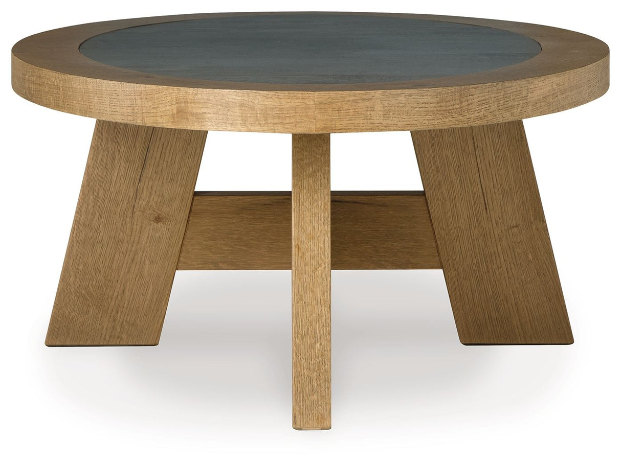 Signature Design by Ashley® Brinstead - Light Brown - Oval Cocktail Table | Meri Furniture