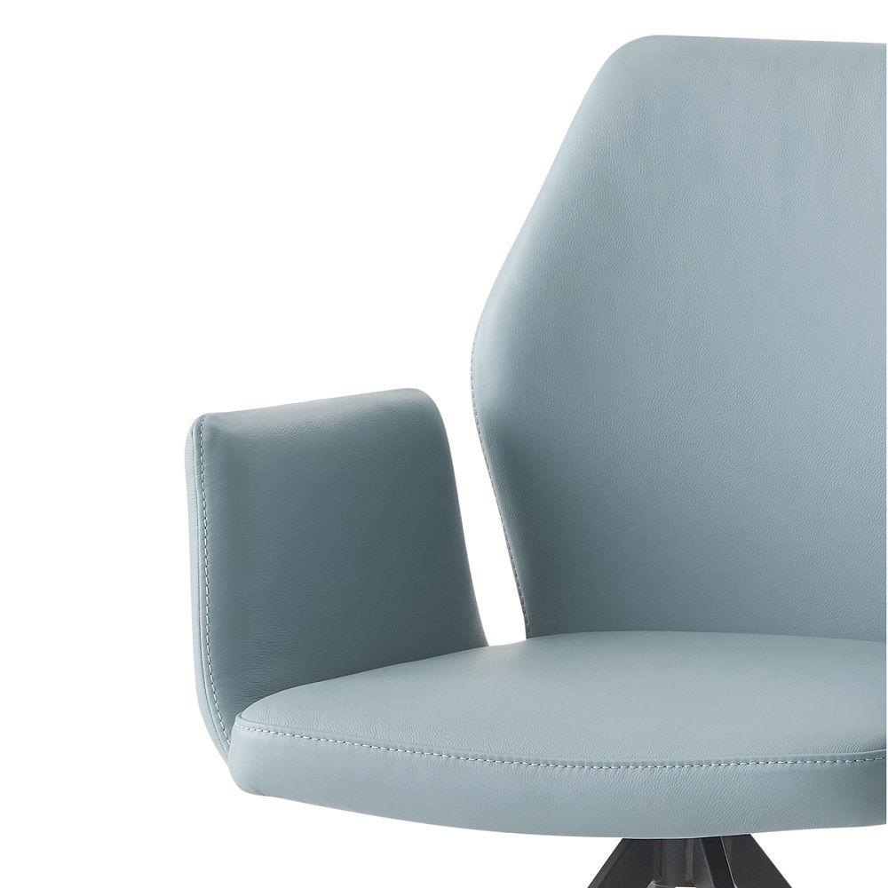 Segismunda - Arm Chair With Swivel - Light Blue Leather & Black