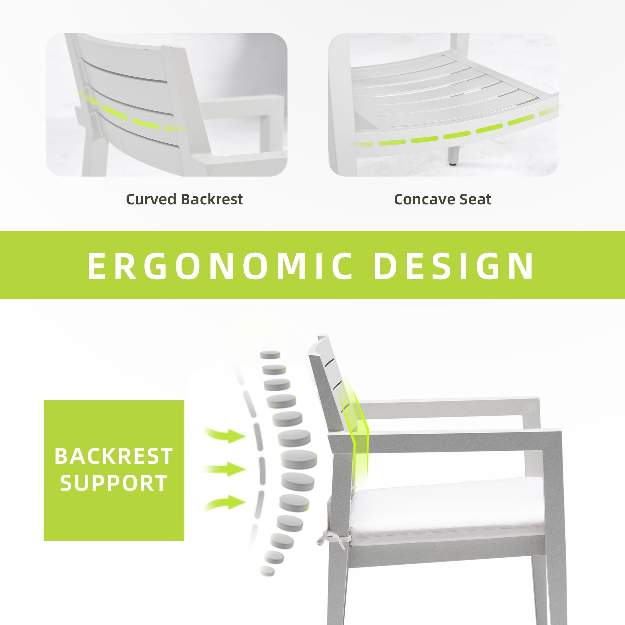 Outdoor Patio Stationary Dining Chairs With Outdoo Grade Sunbrella Fabric Cushions, Tapered Feet (Set of 4) - Grayish