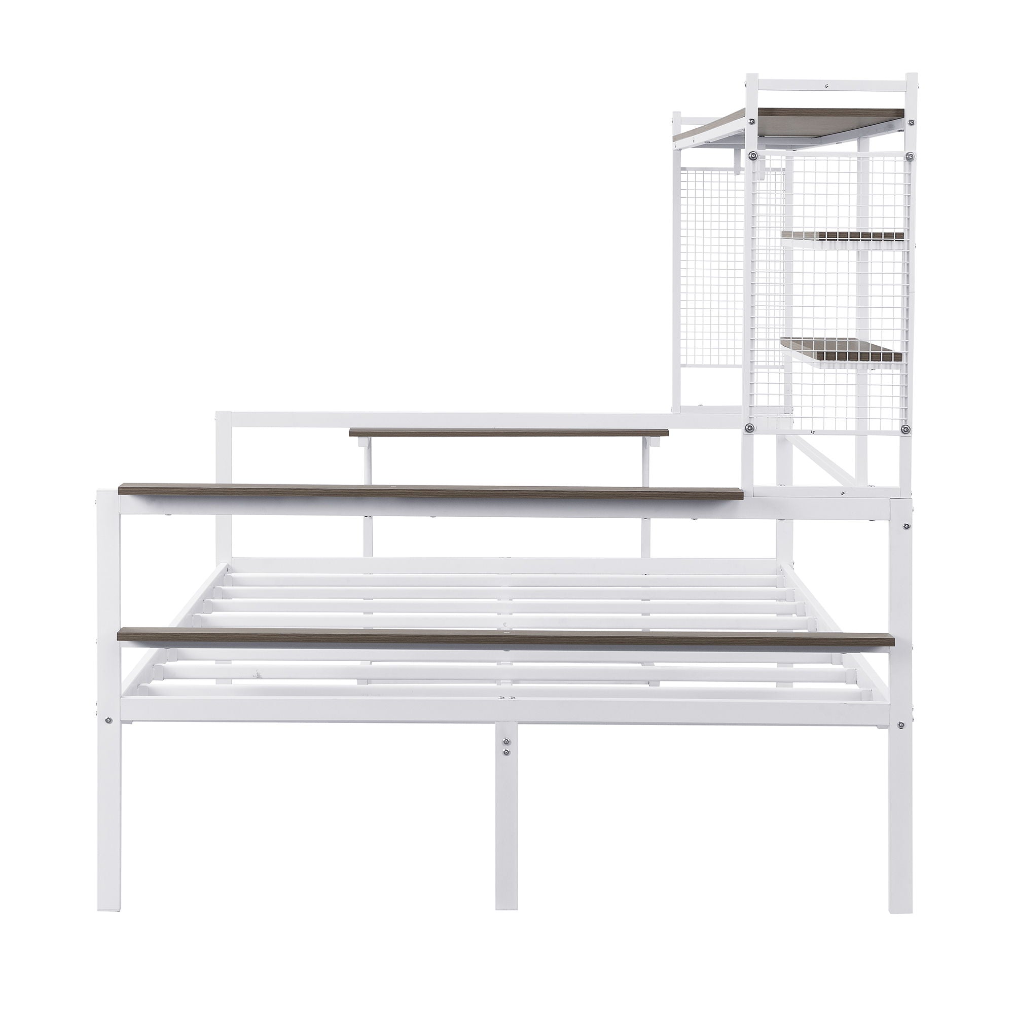 Daybed With Movable Desk, Grid, Shelves And Clothes Hanger