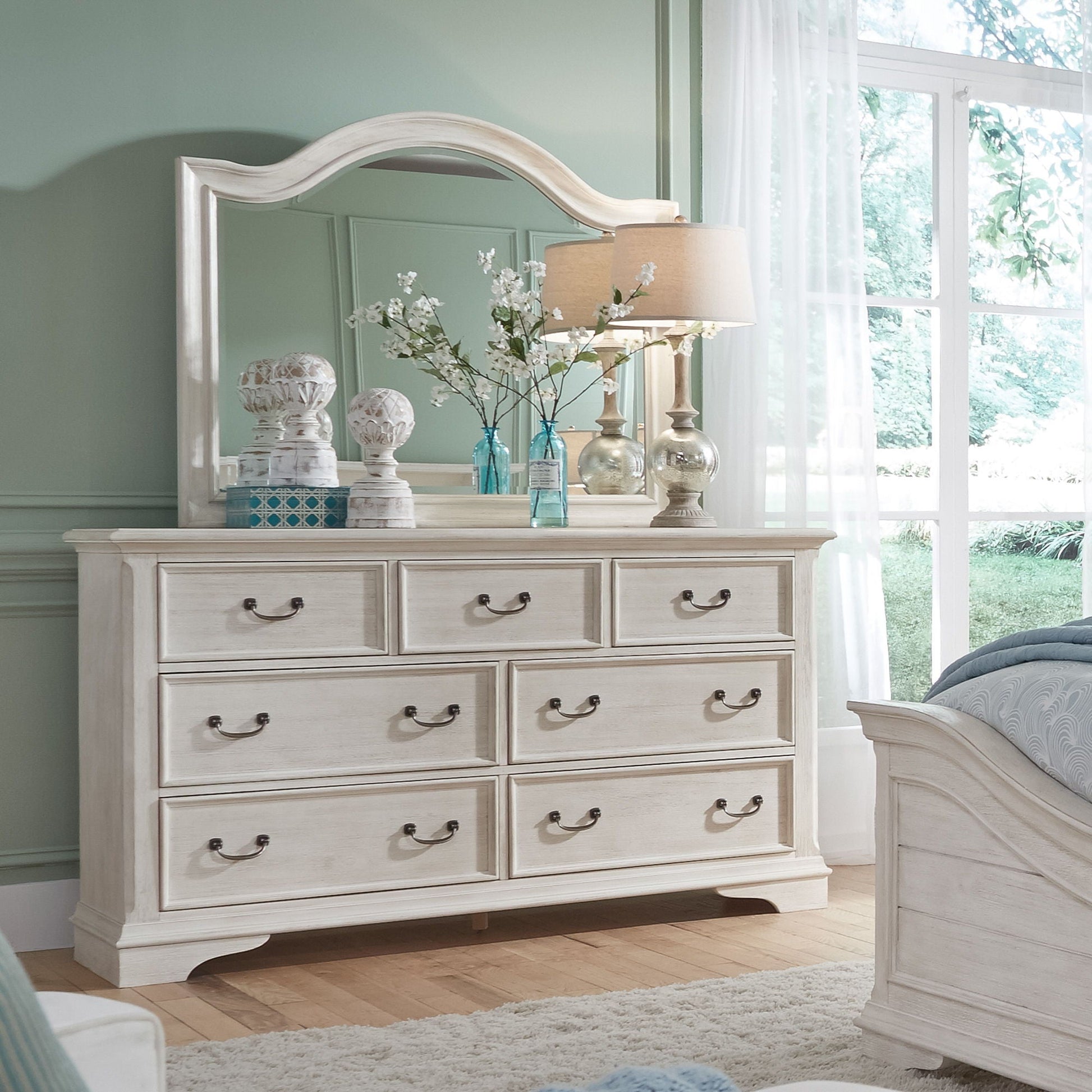 Liberty Furniture Bayside - Dresser & Mirror - White | Meri Furniture