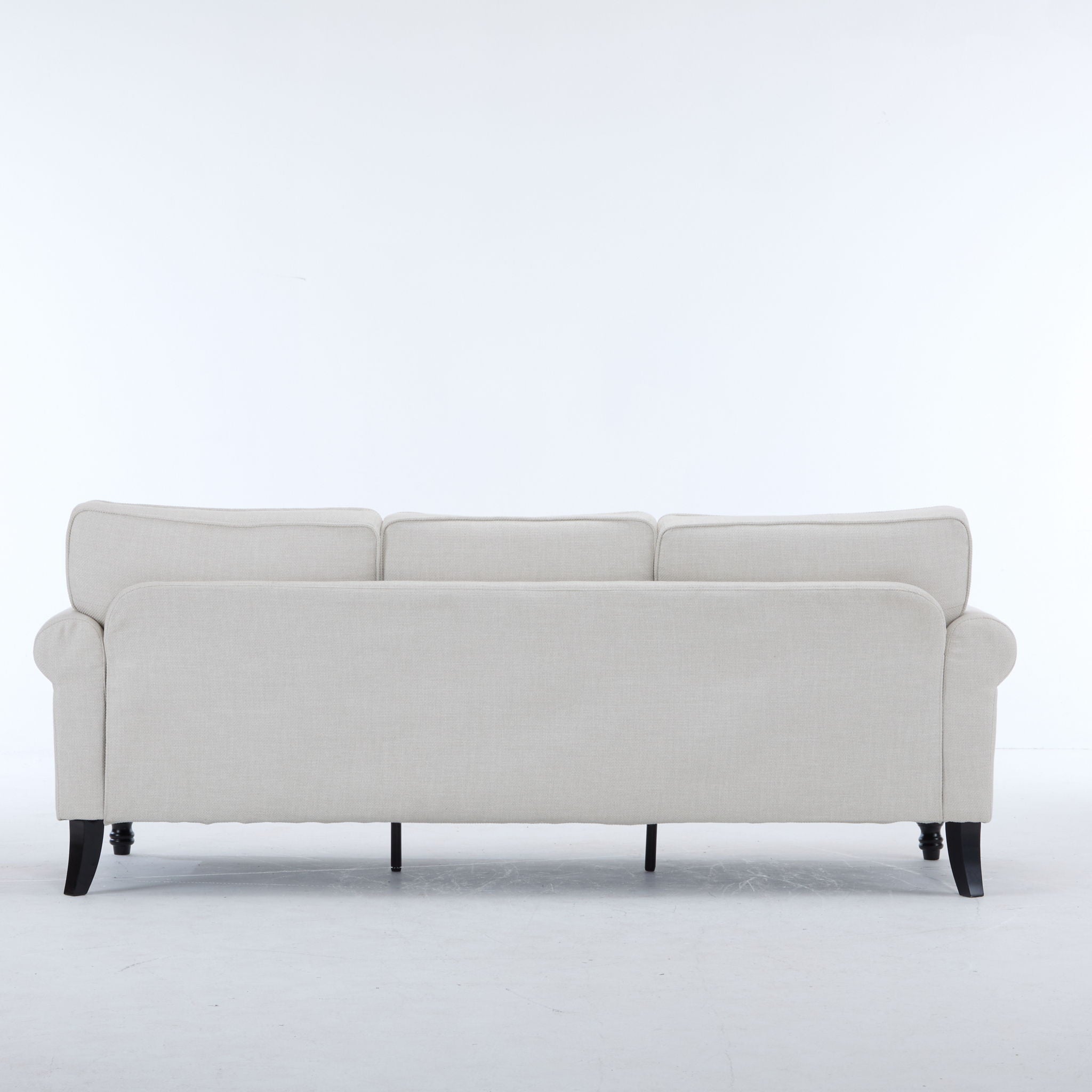 Rolled Arm Sofa With Nailhead Trim With Wooden Legs