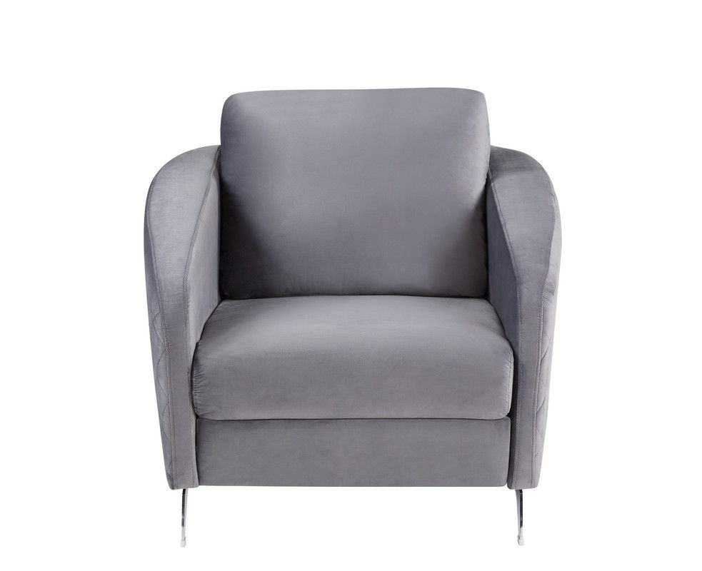 Sofia 36"W Gray Velvet Modern Chic Accent Armchair