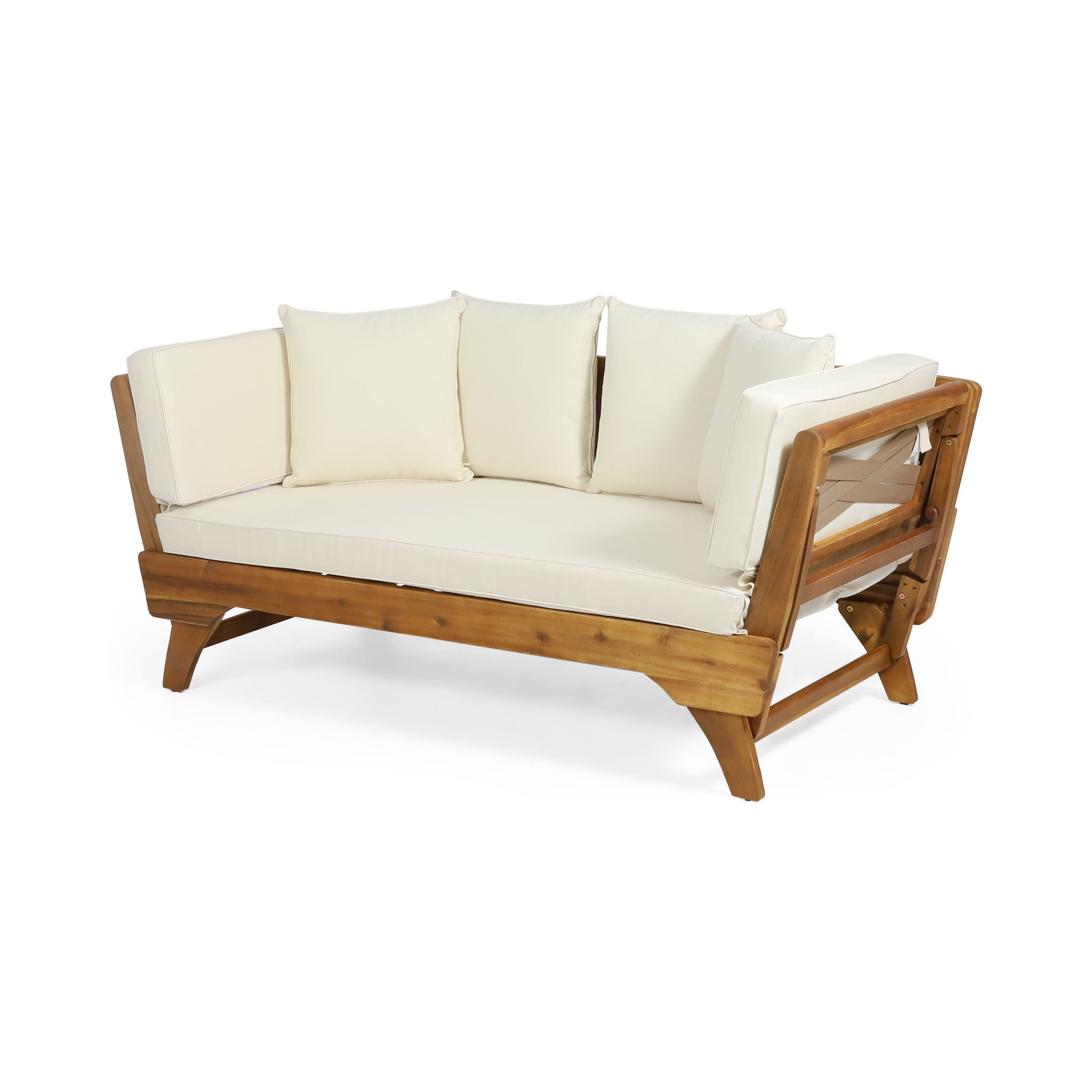 Outdoor Acacia Wood Expandable Daybed With Cushions