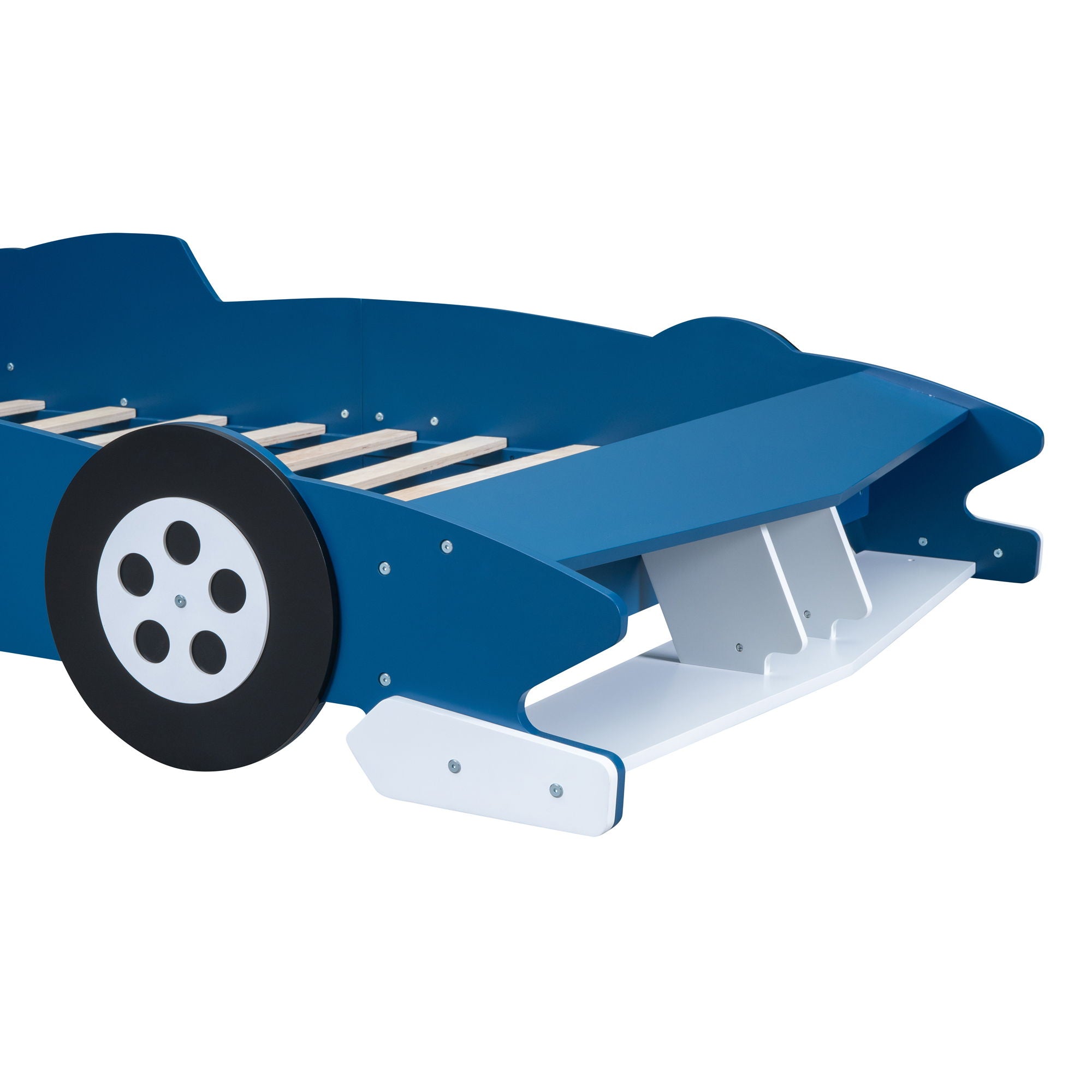 Race Car-Shaped Platform Bed With Wheels