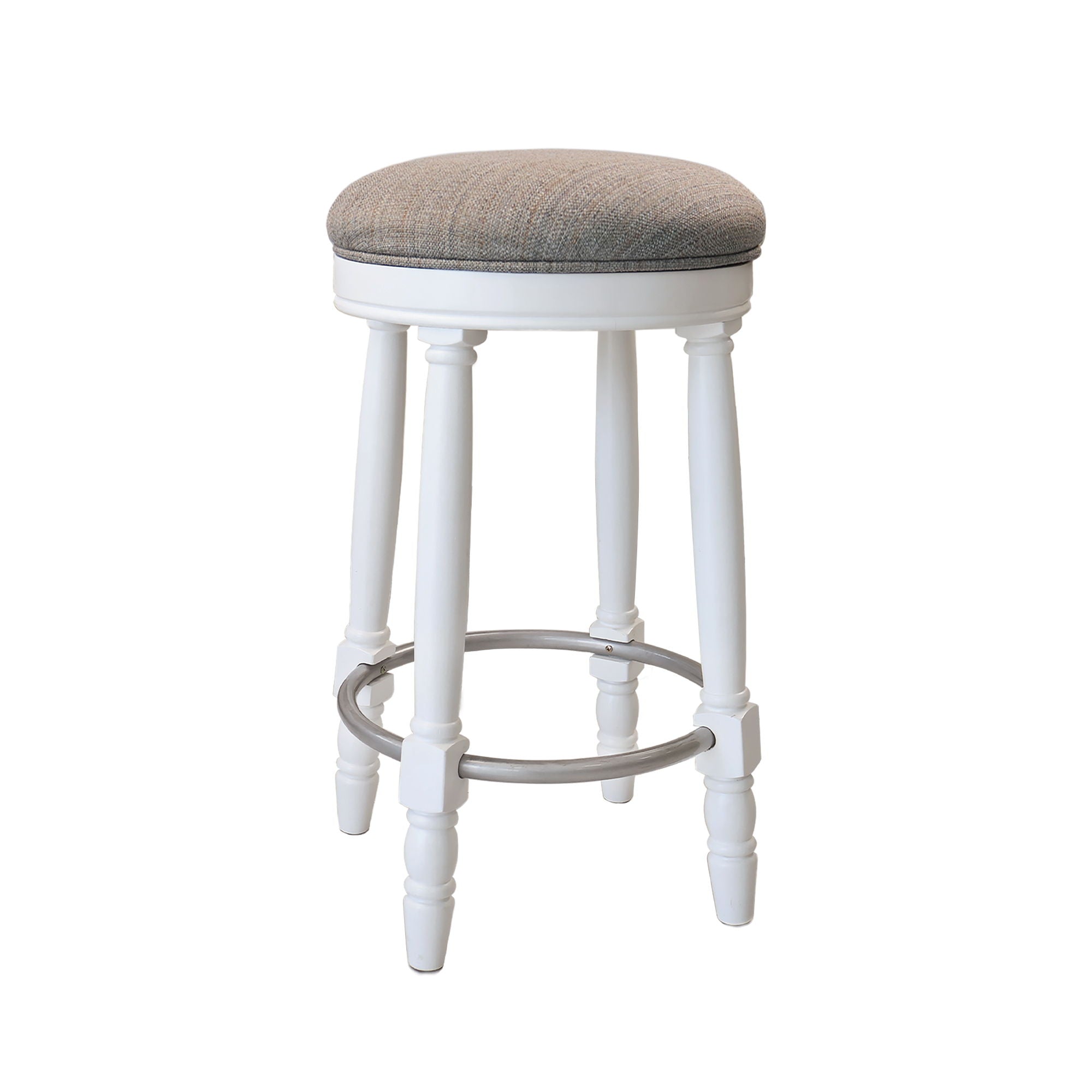 360° Swivel Wooden Barstools With Upholstered Seat, Counter Height (Set of 2)
