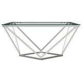 Brittania - Square Glass Top Geometric Coffee Table - Nickel