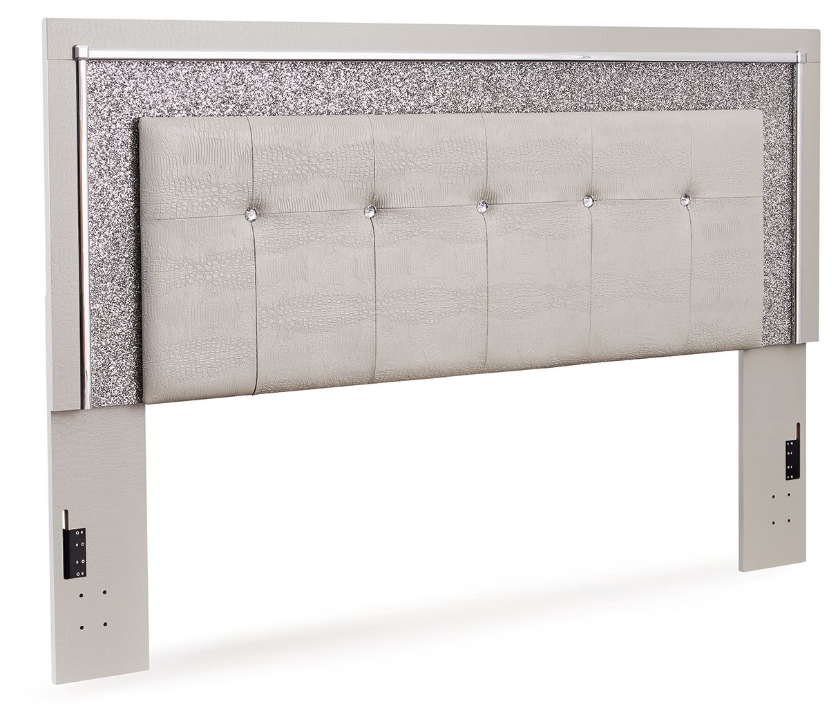 Signature Design by Ashley® Zyniden - Silver - King Upholstered Panel Headboard | Meri Furniture