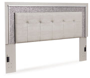 Signature Design by Ashley® Zyniden - Silver - King Upholstered Panel Headboard | Meri Furniture
