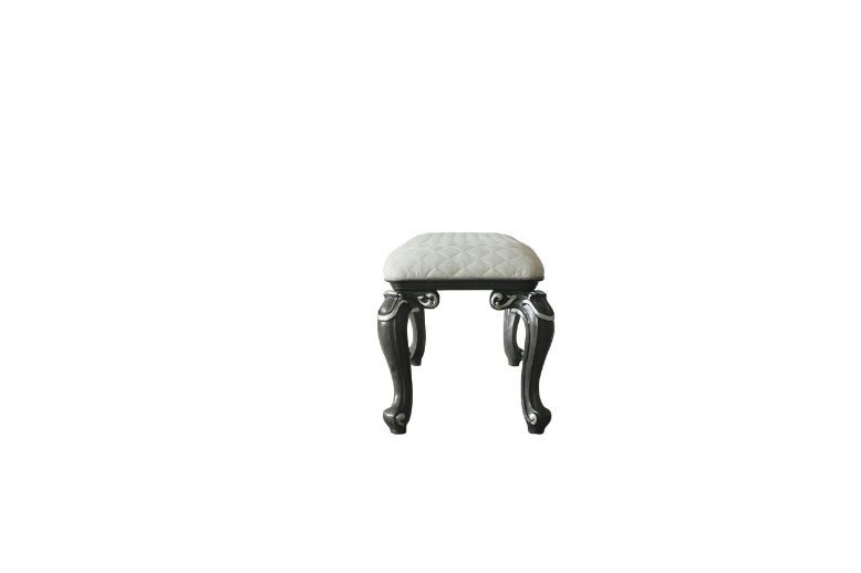 ACME House - Delphine - Bench - Two Tone Ivory Fabric & Charcoal Finish | Meri Furniture