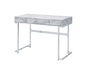 Tigress - Printed Faux Marble Top Writing Desk - White