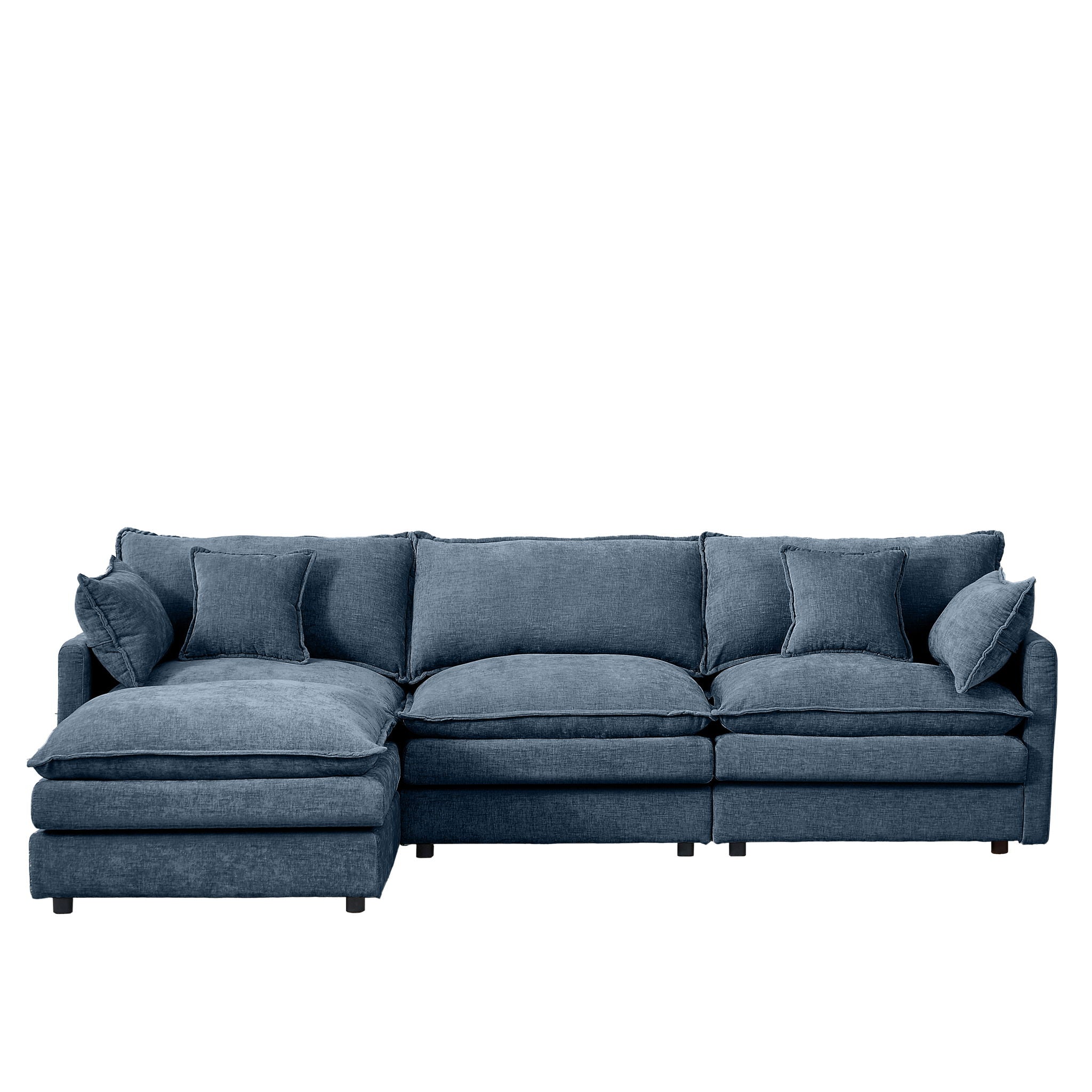 Contemporary Modular Sectional Sofa Set With Movable Ottoman