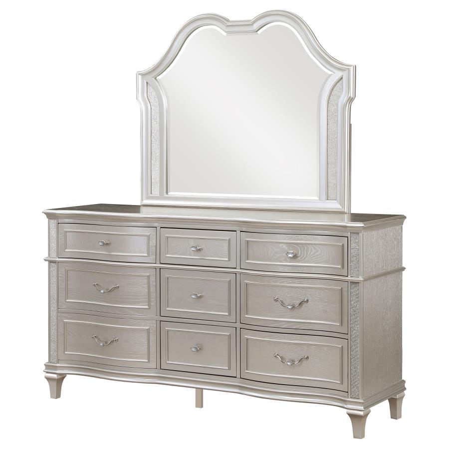 Coaster Fine Furniture Evangeline - 9-Drawer Dresser With Mirror - Silver Oak | Meri Furniture