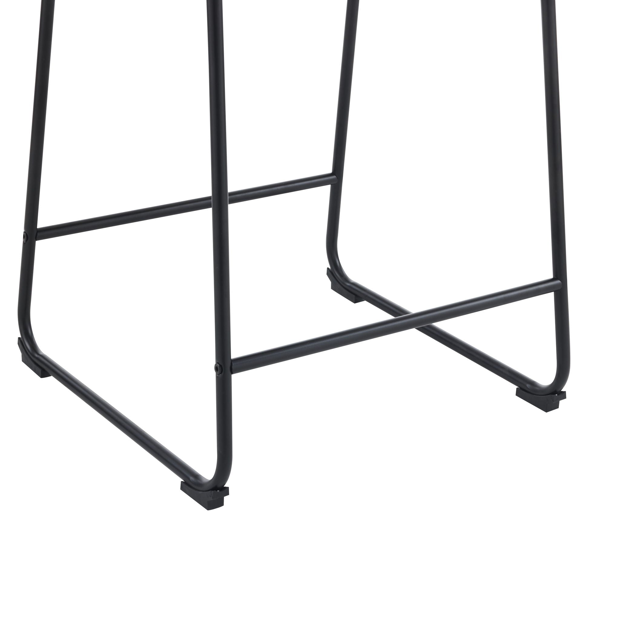 Vintage Style Armless Industrial Counter Stool With Metal Legs And Footrest For Kitchen Island, Cafe, Pub, Bar Counter (Set of 2) - Cream / Black