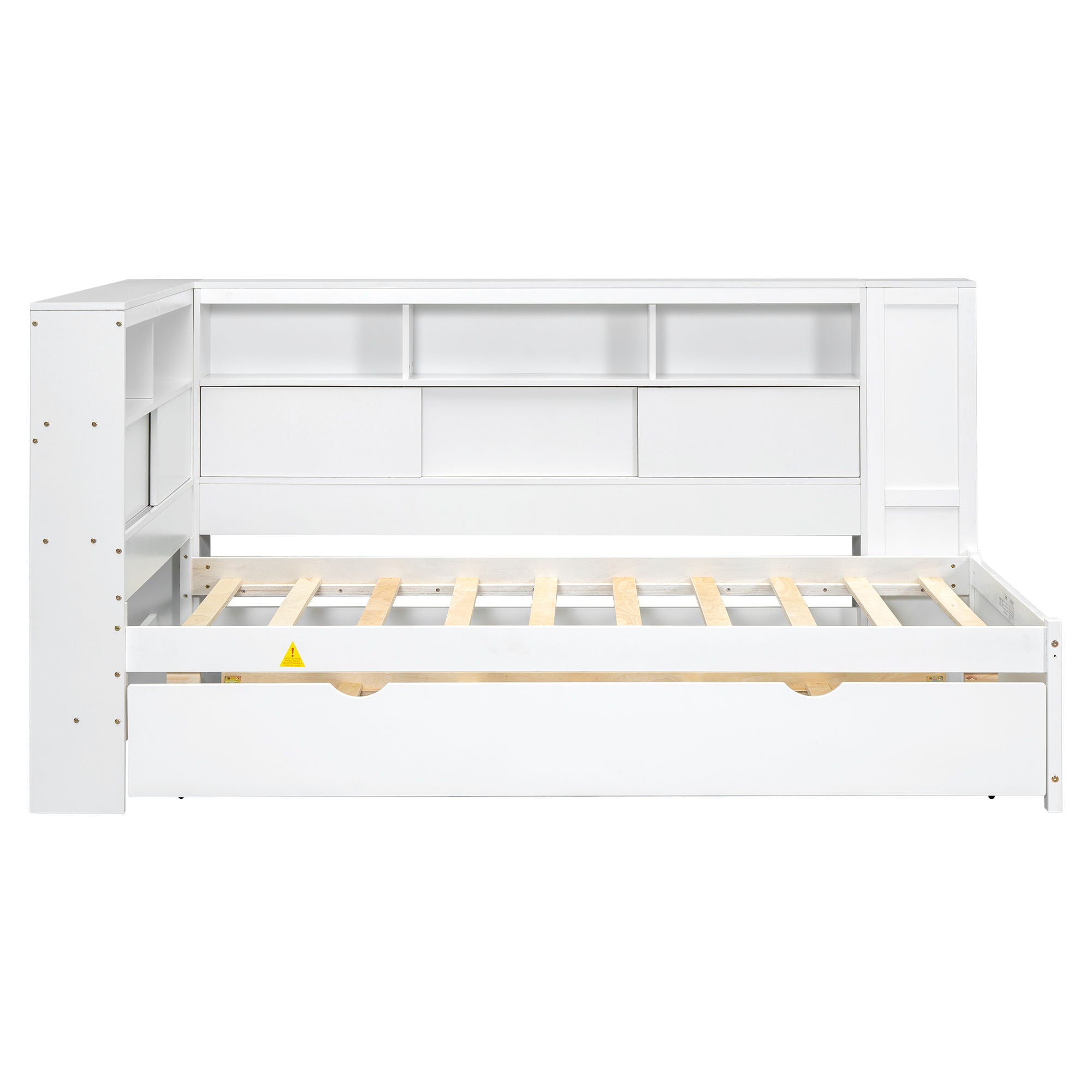 Daybed With Storage Shelves, USB Charging, And Trundle Bed