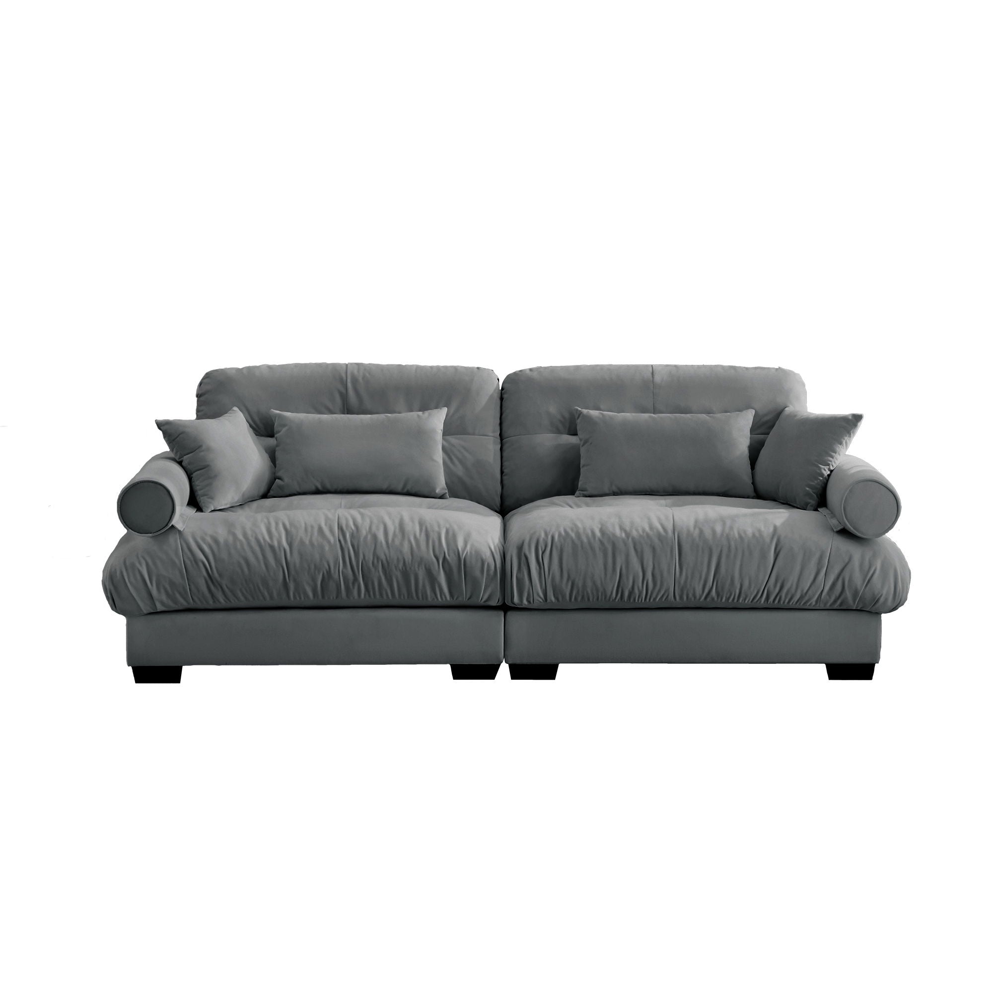 Modern Oversize Sofa With Cloud Like Comfort, Featuring Waist And Throw Pillows