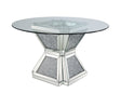 ACME Noralie - Dining Table - Clear Glass, Mirrored & Faux Diamonds - 31" | Meri Furniture