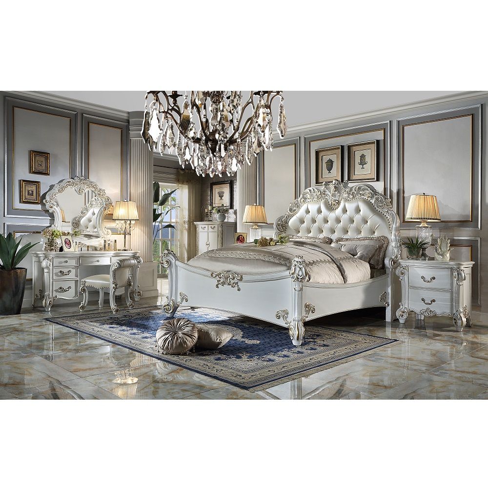 ACME Vendome - Dresser - Beige PU & Antique Silver Finish | Meri Furniture