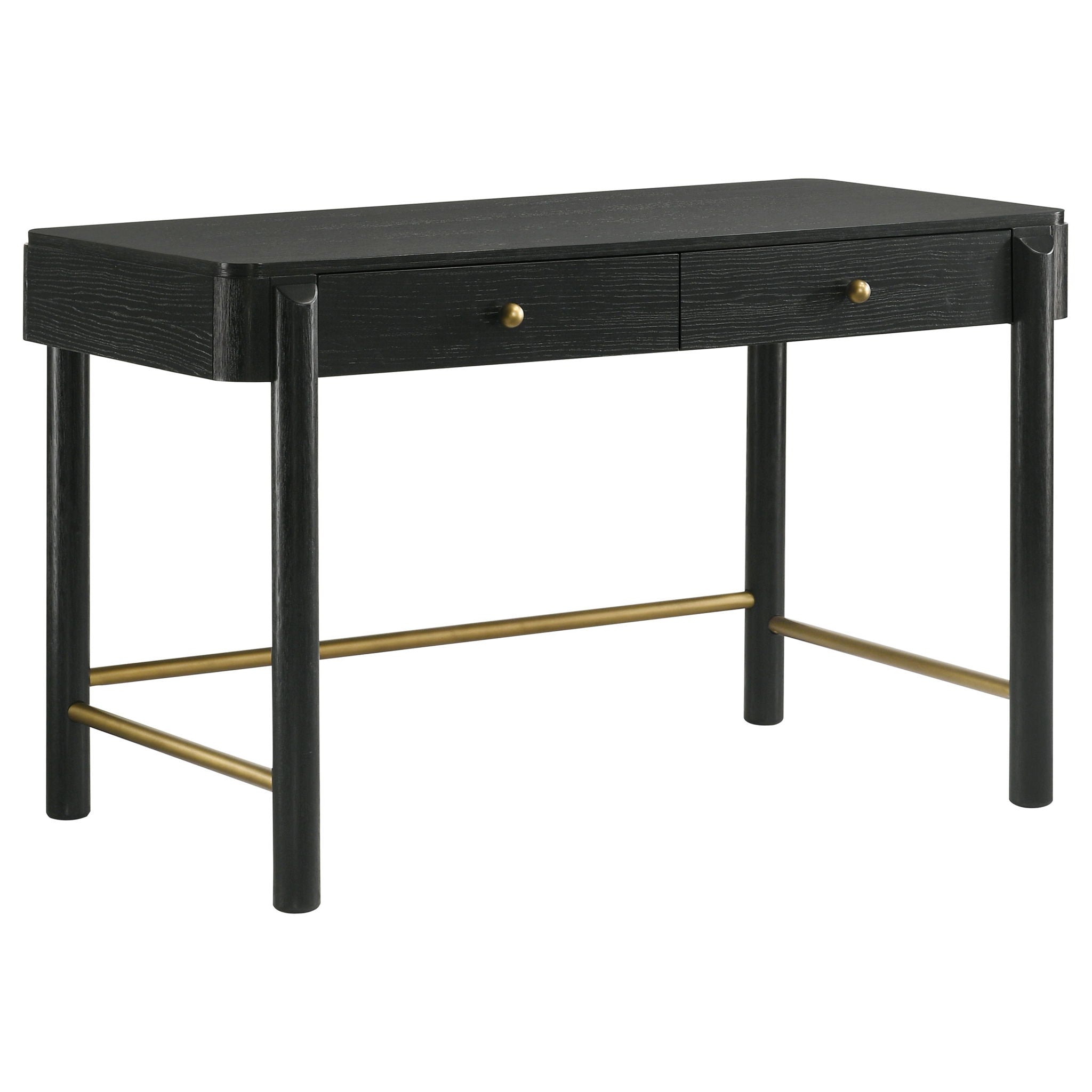 Anser - 2 Drawer Vanity Desk Makeup Table Rounded Design - Black
