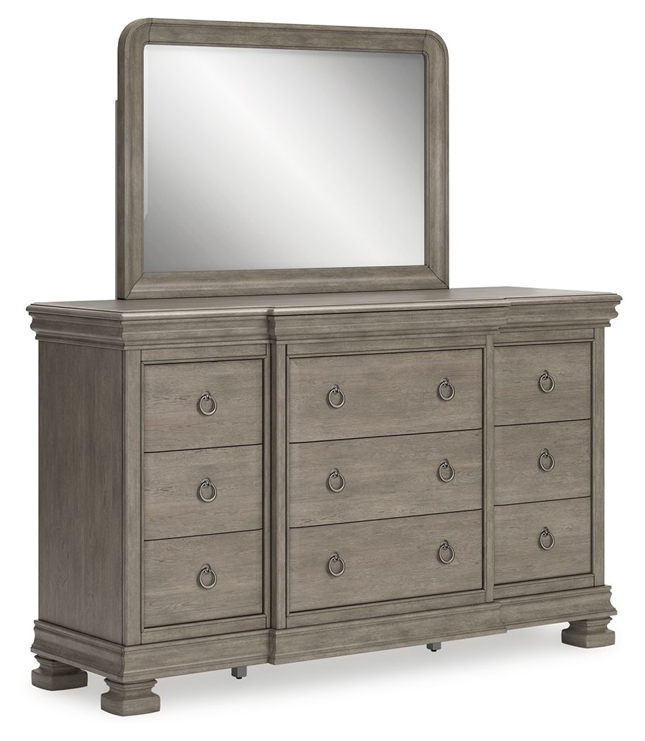 Signature Design by Ashley® Lexorne - Gray - Dresser And Mirror | Meri Furniture