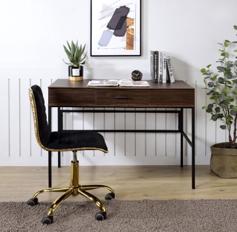 ACME Verster - Desk - Oak & Black Finish | Meri Furniture
