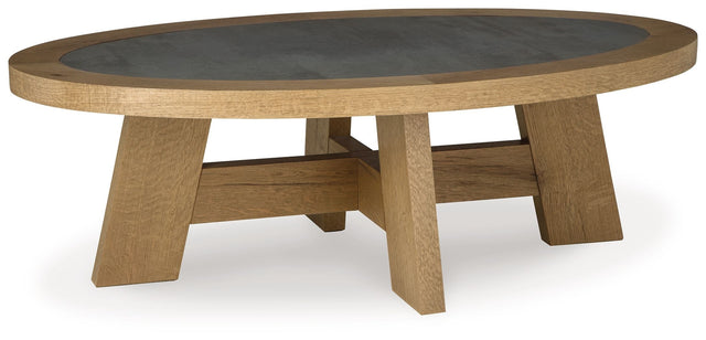 Signature Design by Ashley® Brinstead - Light Brown - Oval Cocktail Table | Meri Furniture