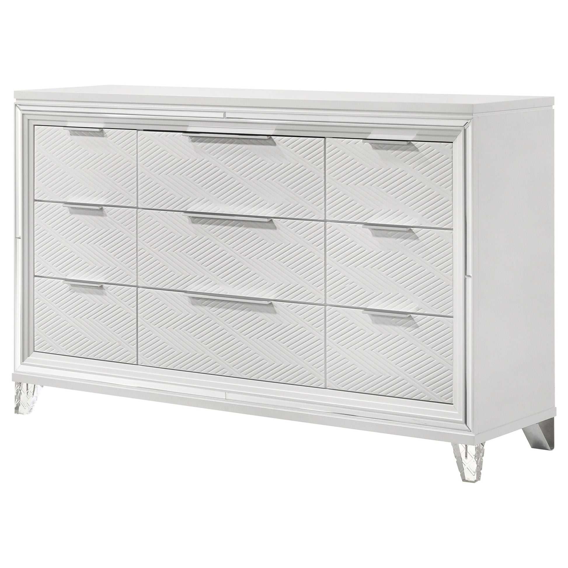 Coaster Fine Furniture Marmore - 9-Drawer Dresser Cabinet - White | Meri Furniture