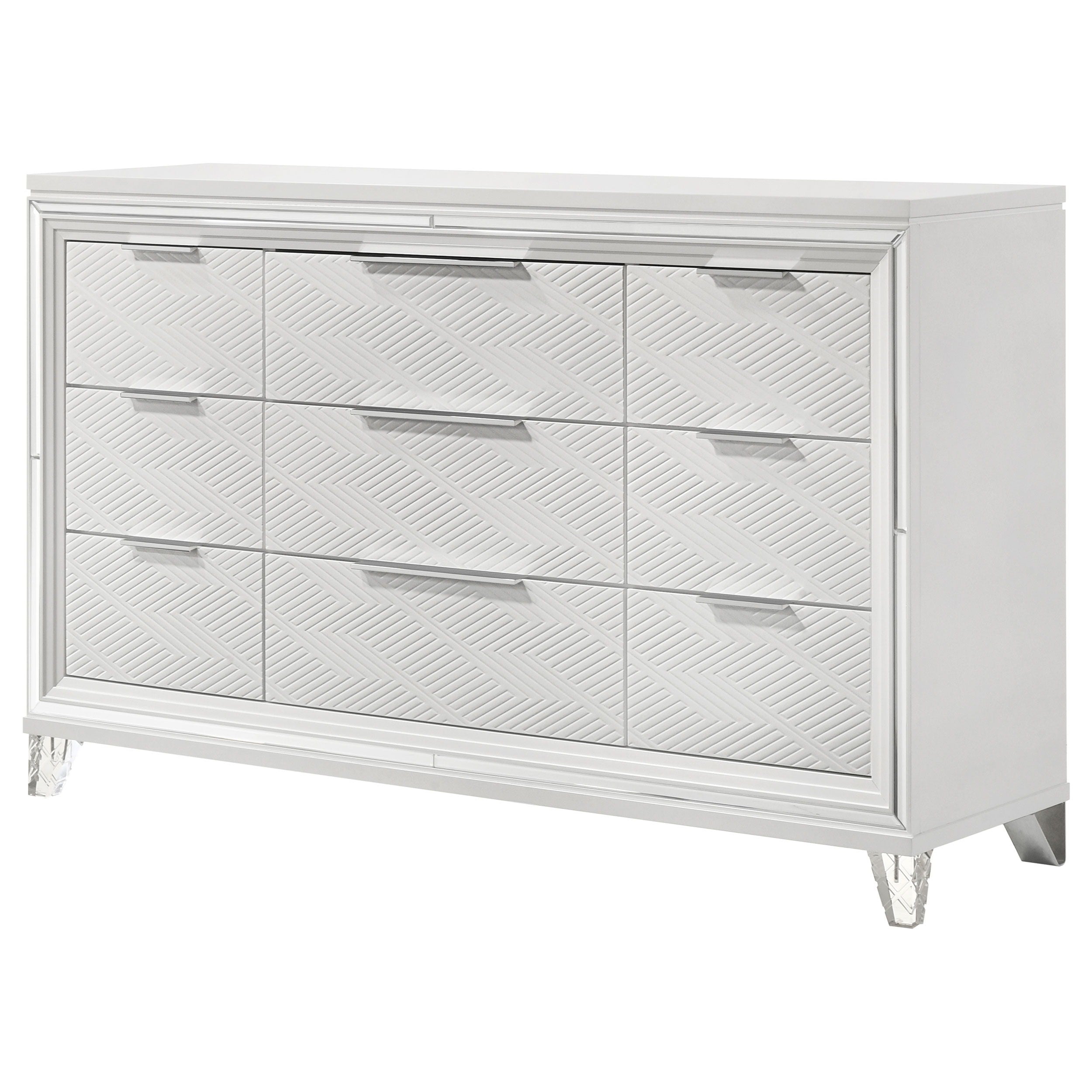 Coaster Fine Furniture Marmore - 9-Drawer Dresser Cabinet - White | Meri Furniture