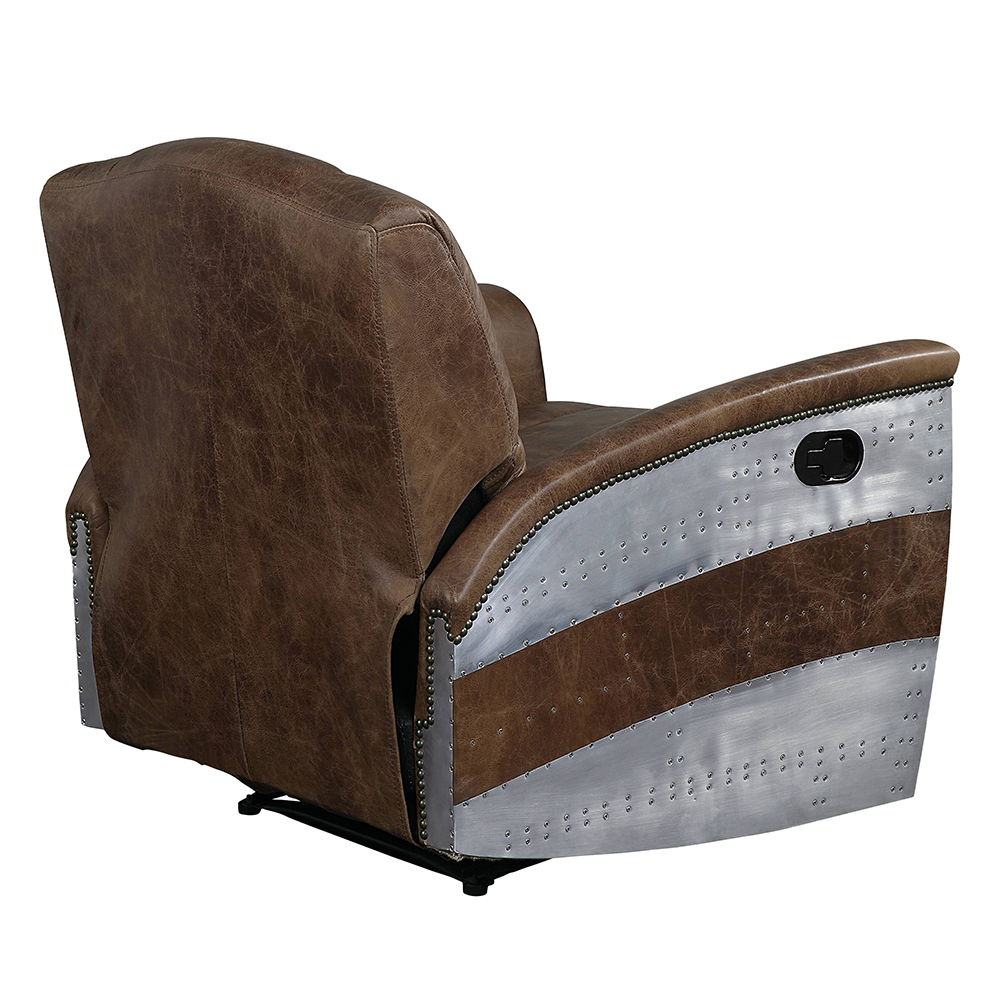 Brancaster - Power Motion Recliner - Retro Brown Top Grain Leather & Aluminum