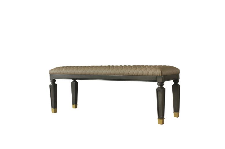 ACME House - Marchese Bench - Tan PU & Tobacco Finish | Meri Furniture